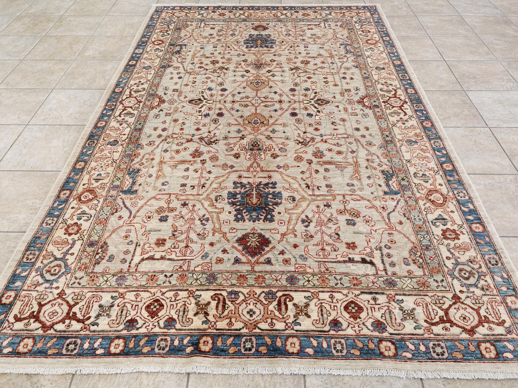 6x9 Ft Beige Bidjar Rug - Hand Knotted Wool Area Rug