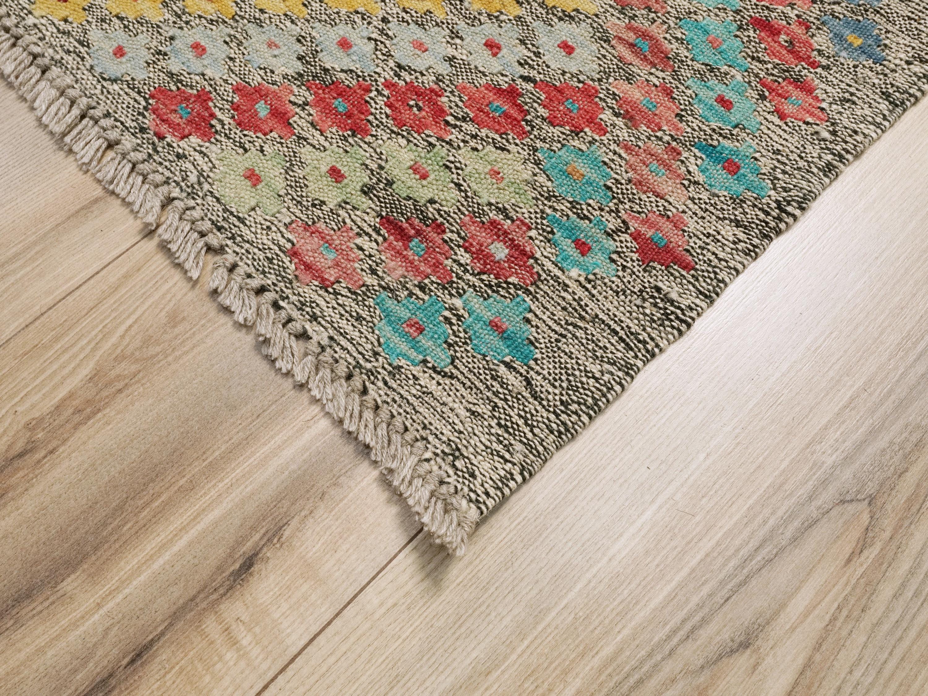8x10 Ft Wool Kilim Rug - Contemporary Flat Weave - Contemporary Design