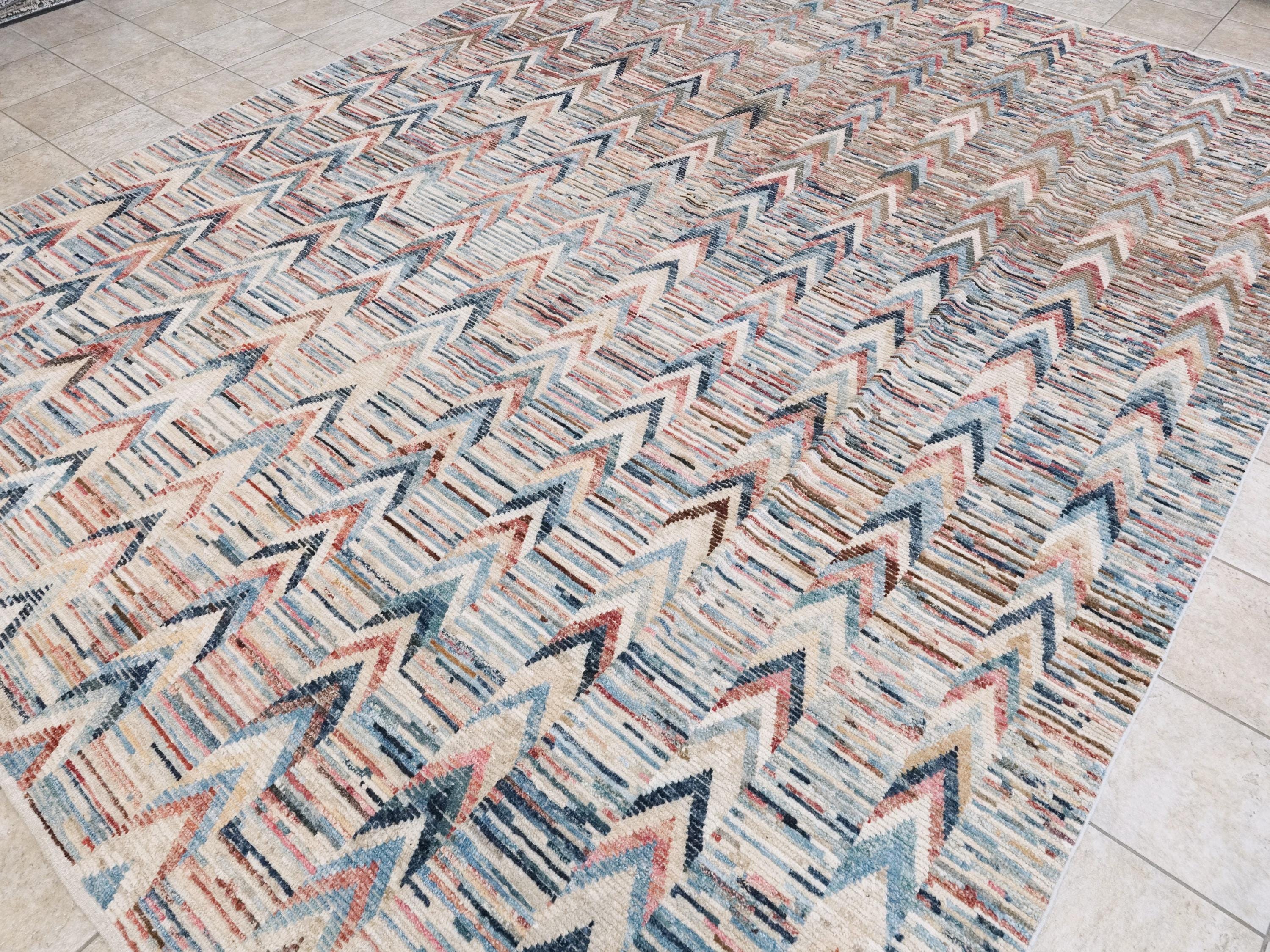 10x14 Ft Colorful Moroccan Rug - Afghan Handmade Wool Rug