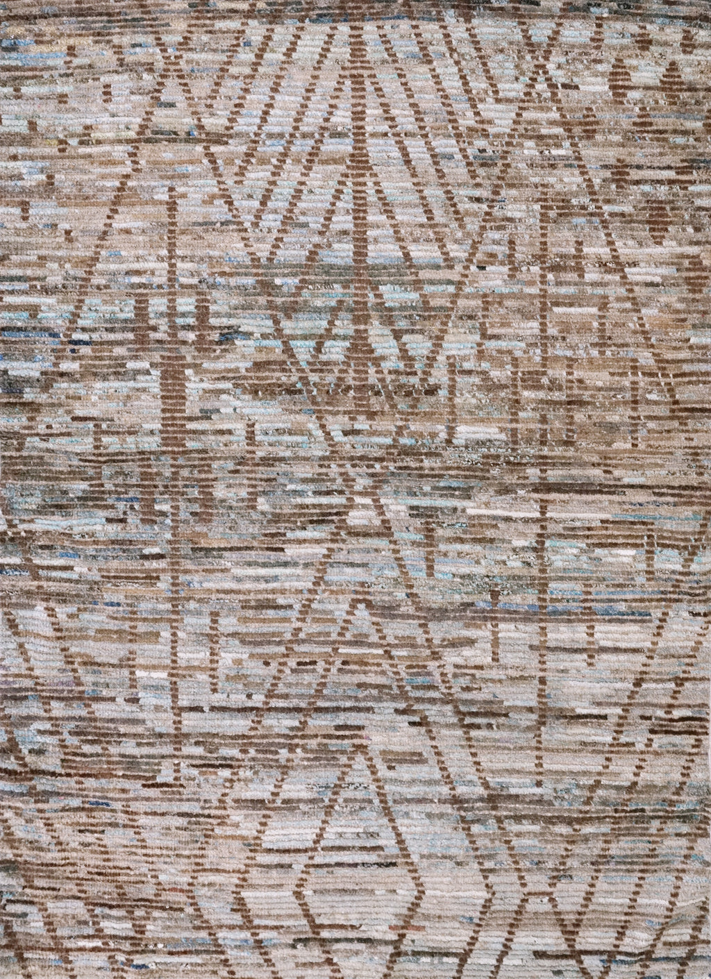 4x6 Ft Blue & Brown Moroccan Rug - Hand Knotted Wool Area Rug