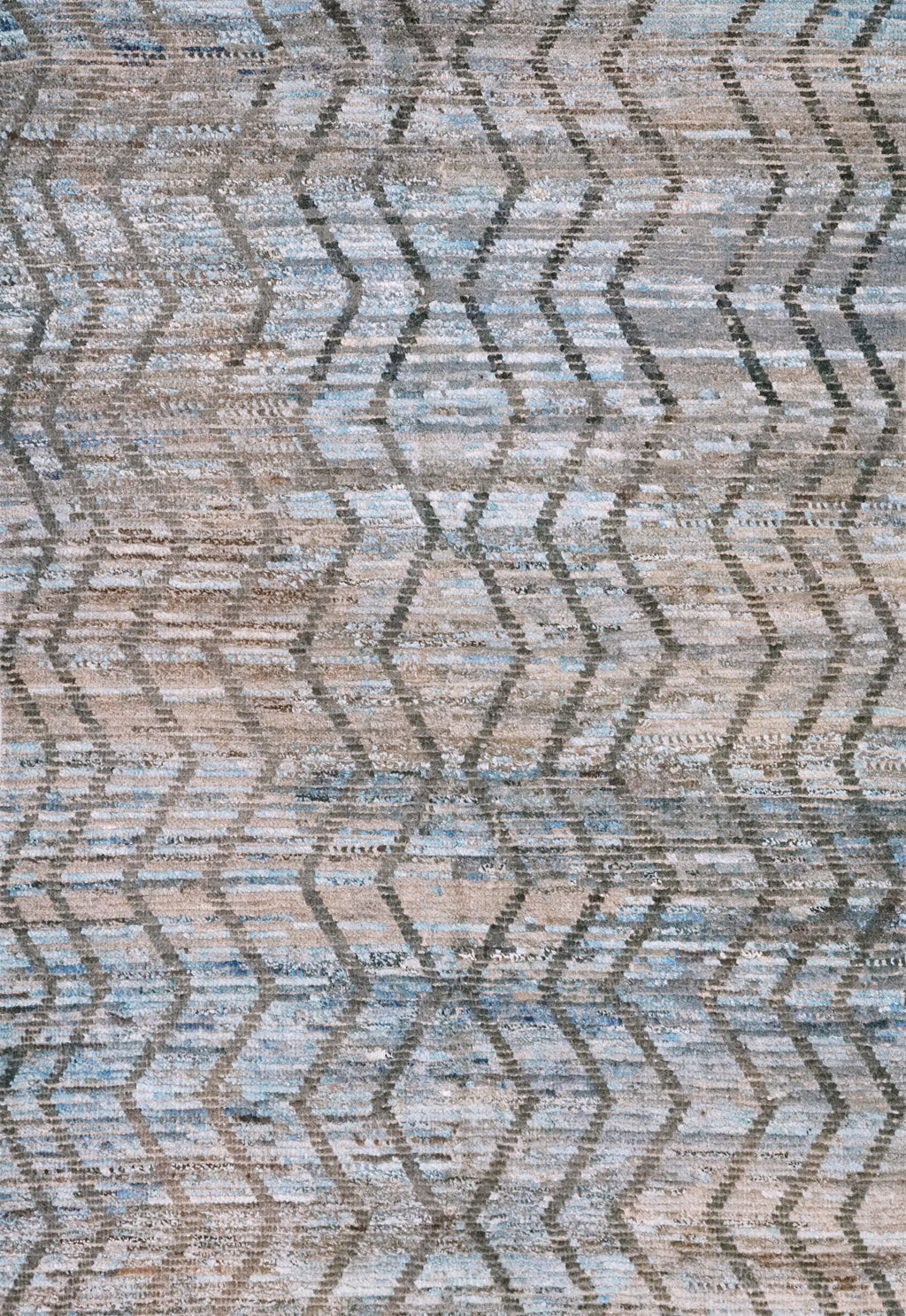 4x6 Ft Blue & Brown Moroccan Rug - Hand Knotted Wool Area Rug