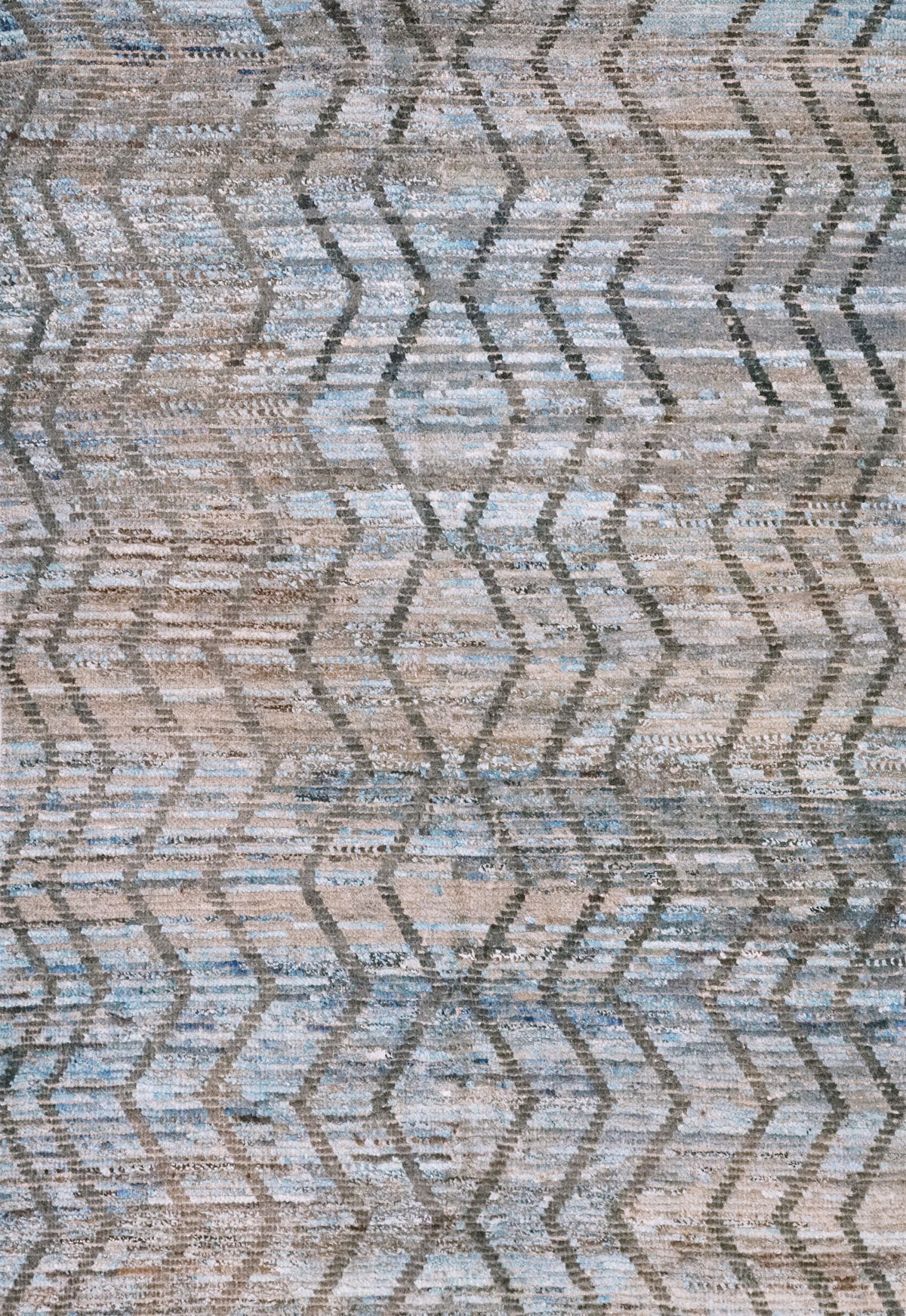 4x6 Ft Blue & Brown Moroccan Rug - Hand Knotted Wool Area Rug
