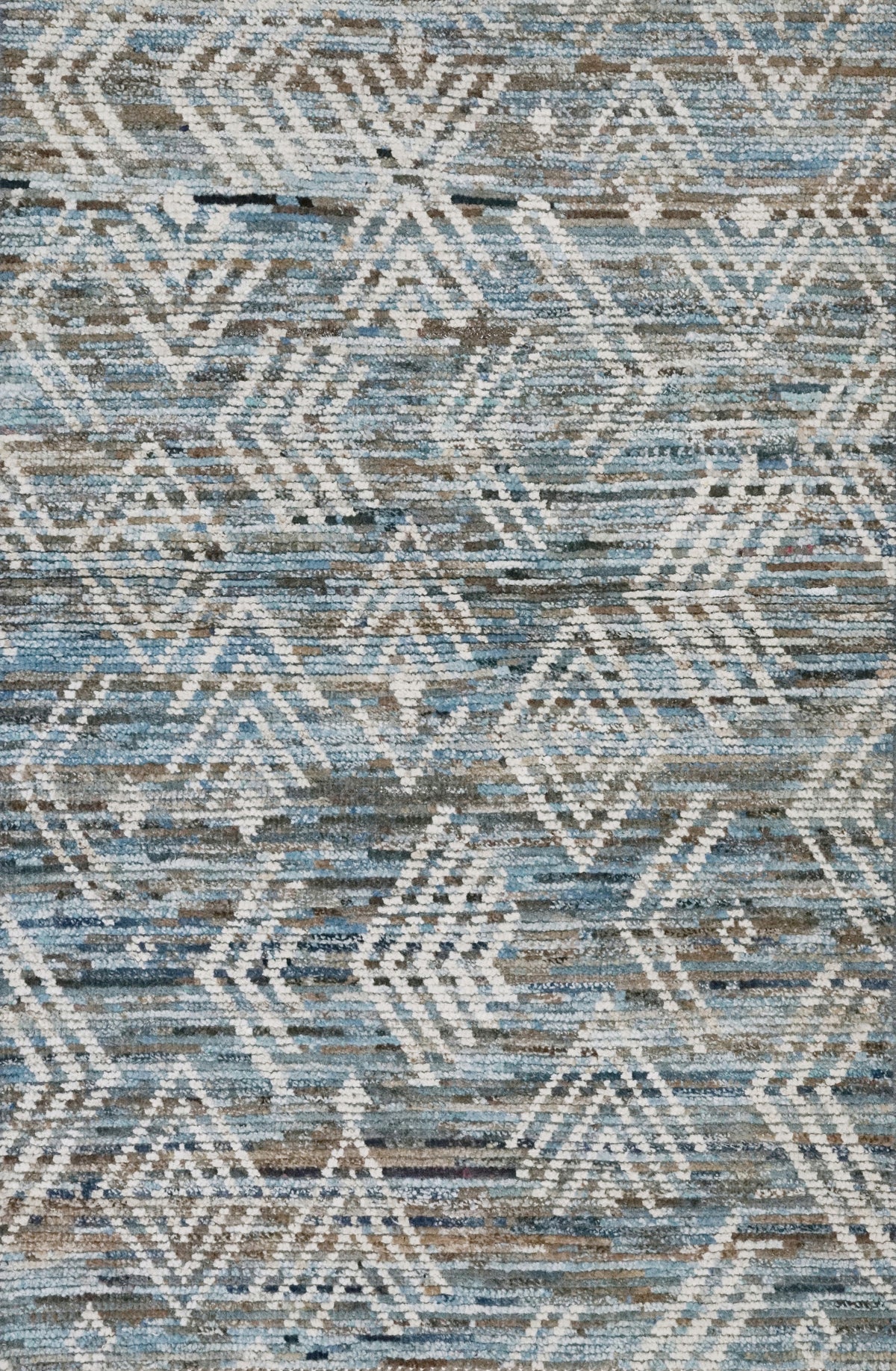 3x5 Ft Blue & Beige Moroccan Rug - Hand Knotted Area Rug
