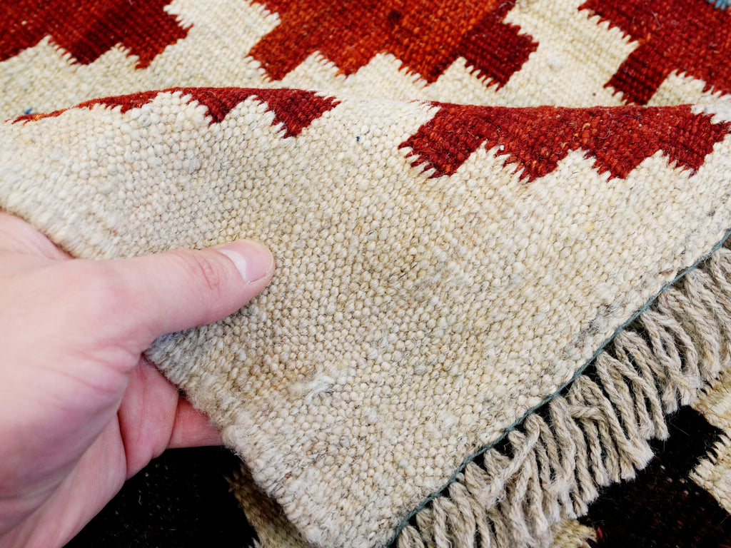 5x7 Ft Beige Kilim Rug - Handwoven Afghan Flat Weave