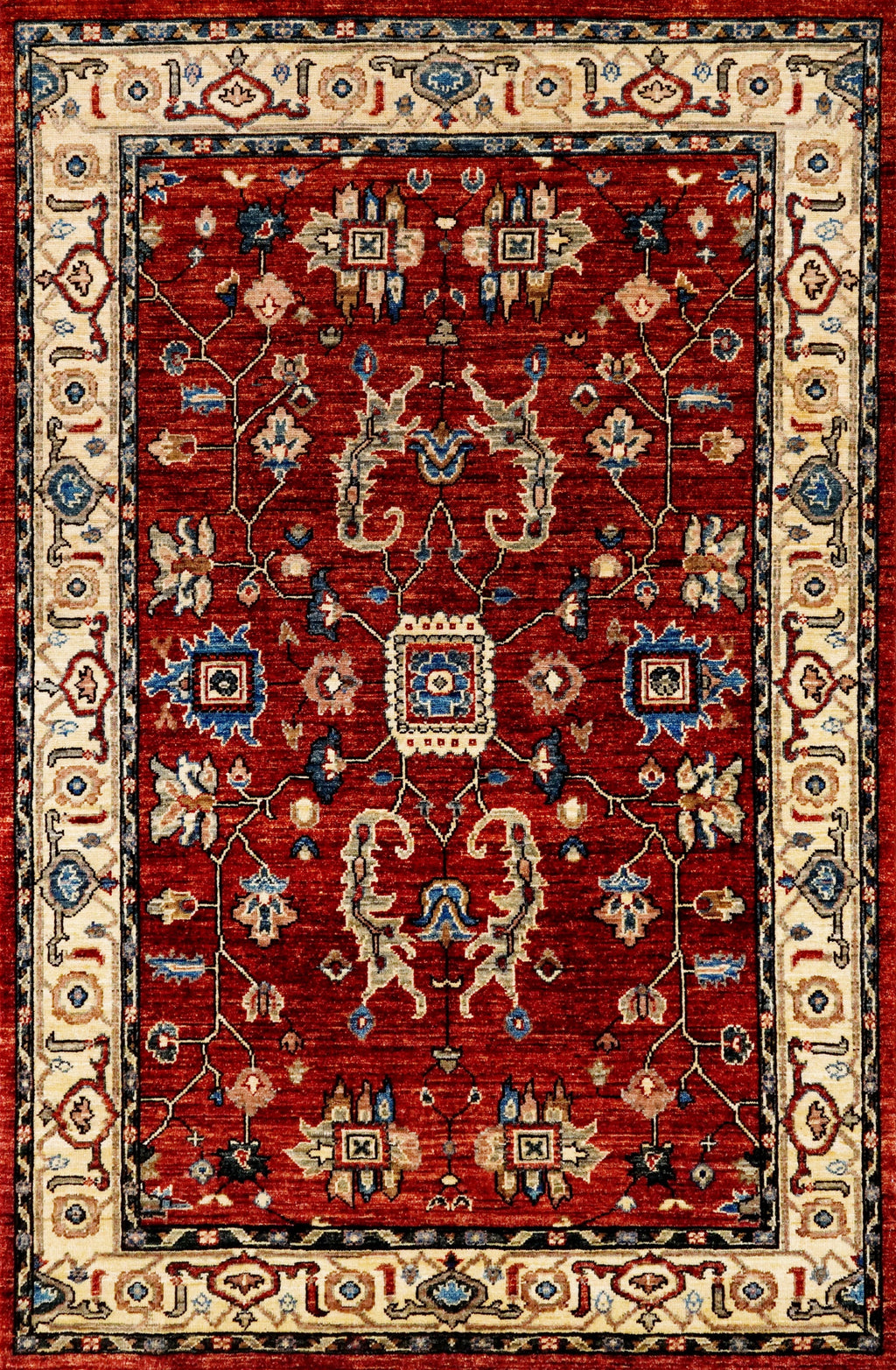 4x6 Ft Afghan Hand Knotted Rug - Red Oriental Rug