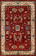 4x6 Ft Afghan Hand Knotted Rug - Red Oriental Rug