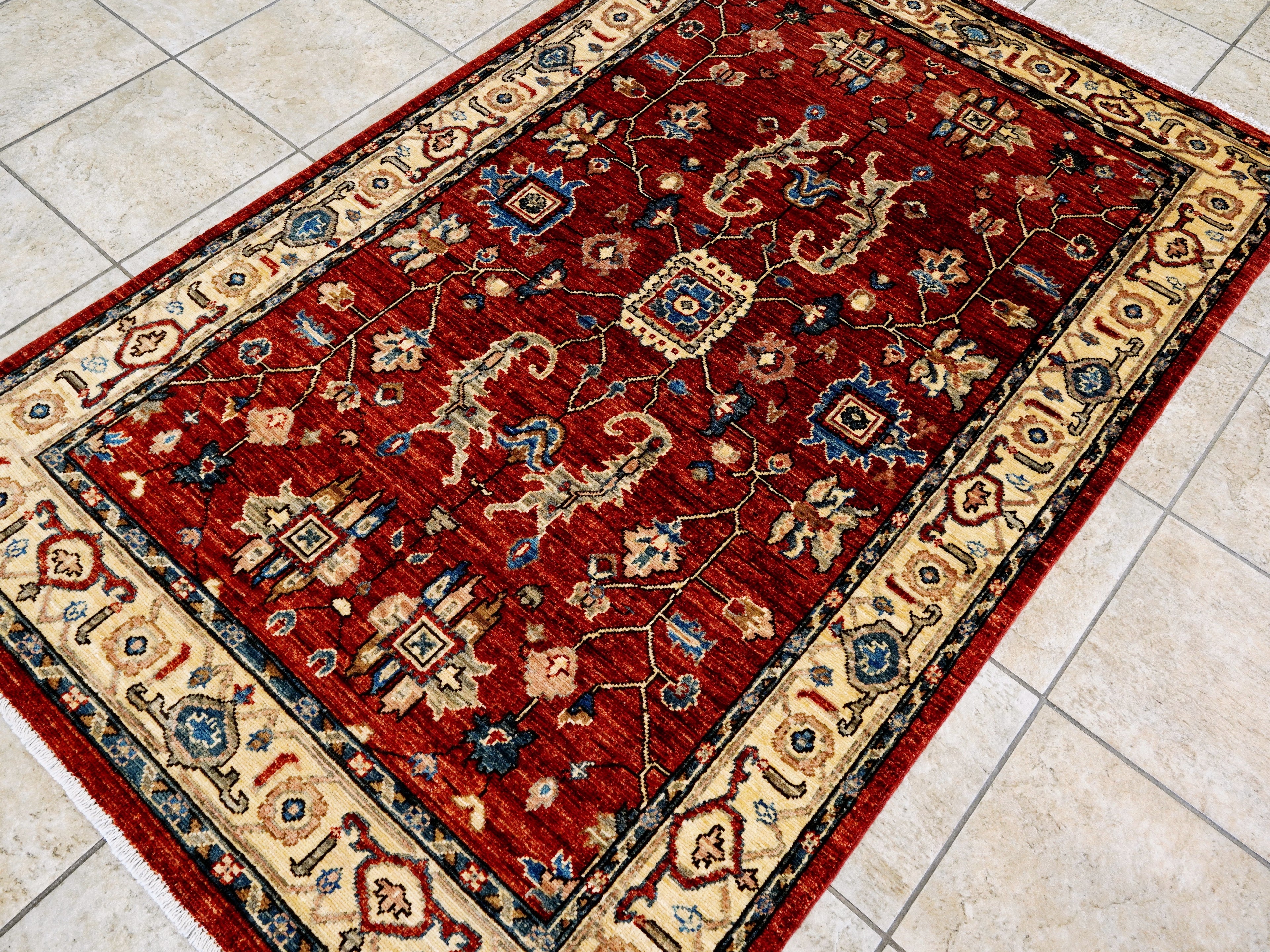 4x6 Ft Afghan Hand Knotted Rug - Red Oriental Rug