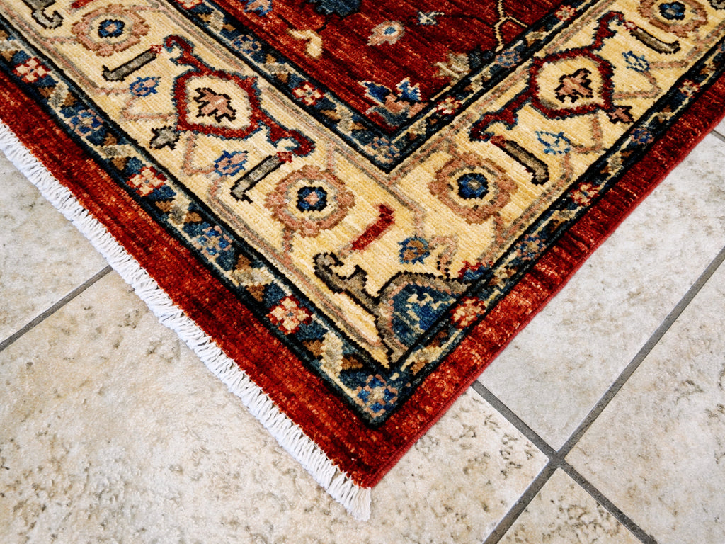 4x6 Ft Afghan Hand Knotted Rug - Red Oriental Rug