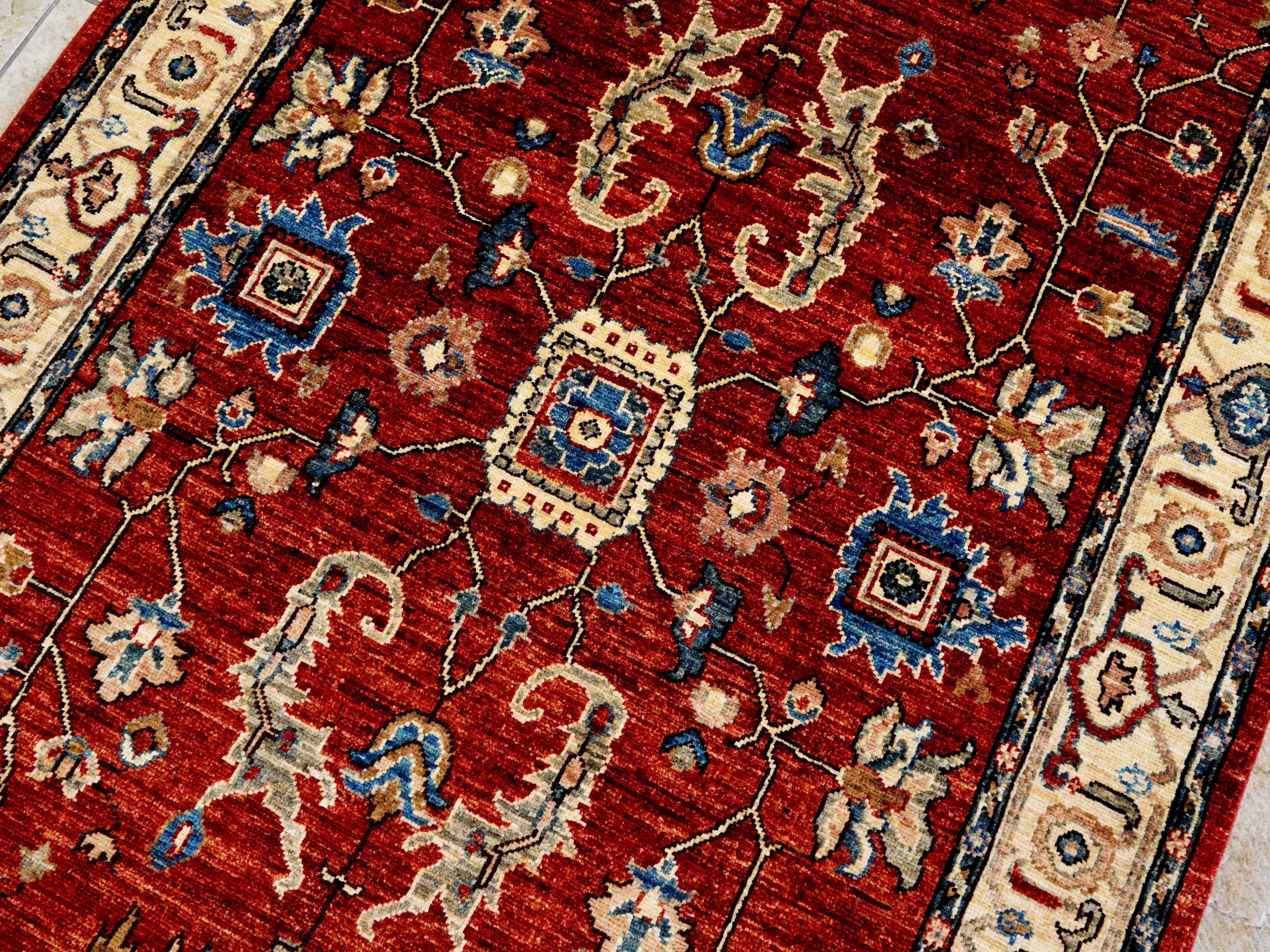 4x6 Ft Afghan Hand Knotted Rug - Red Oriental Rug