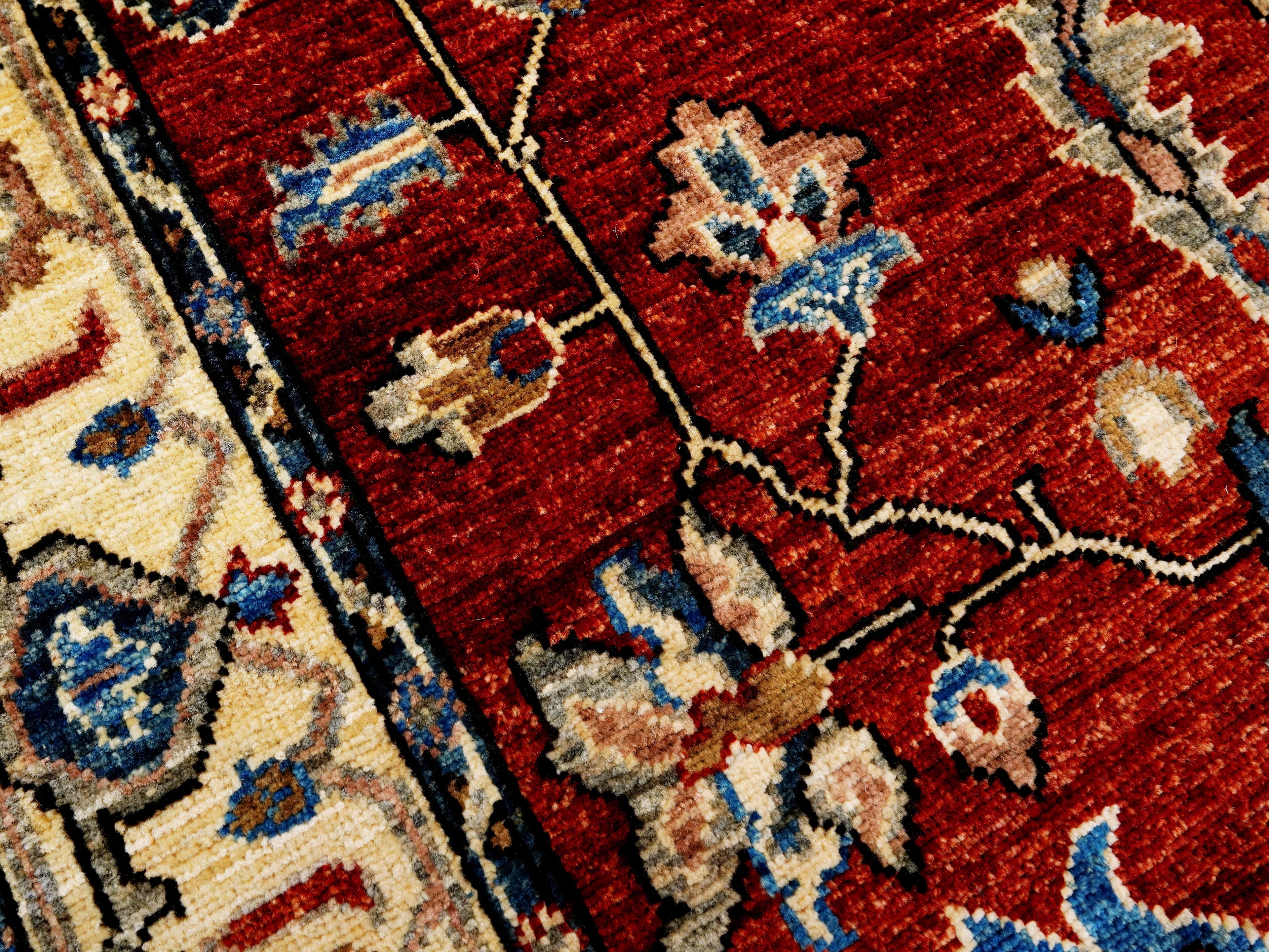 4x6 Ft Afghan Hand Knotted Rug - Red Oriental Rug