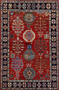 4x6 Ft Afghan Hand Knotted Rug - Red Oriental Rug