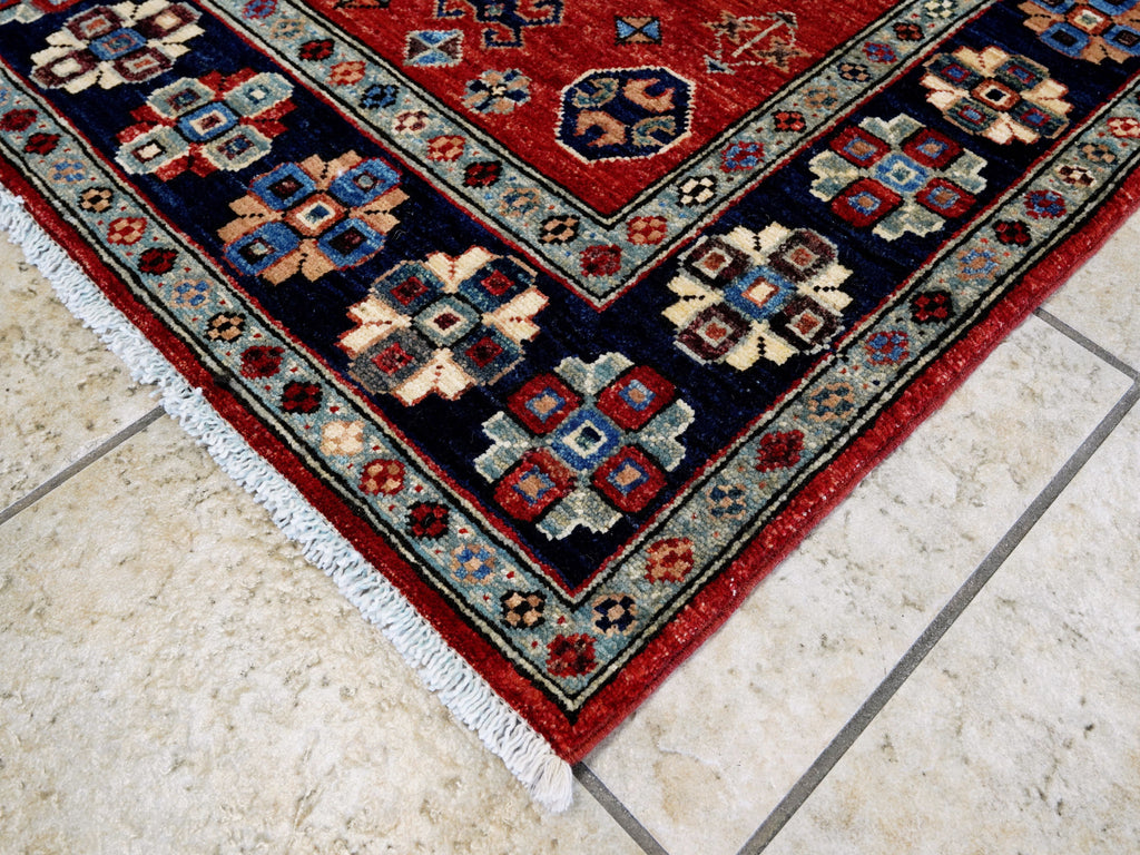 4x6 Ft Afghan Hand Knotted Rug - Red Oriental Rug