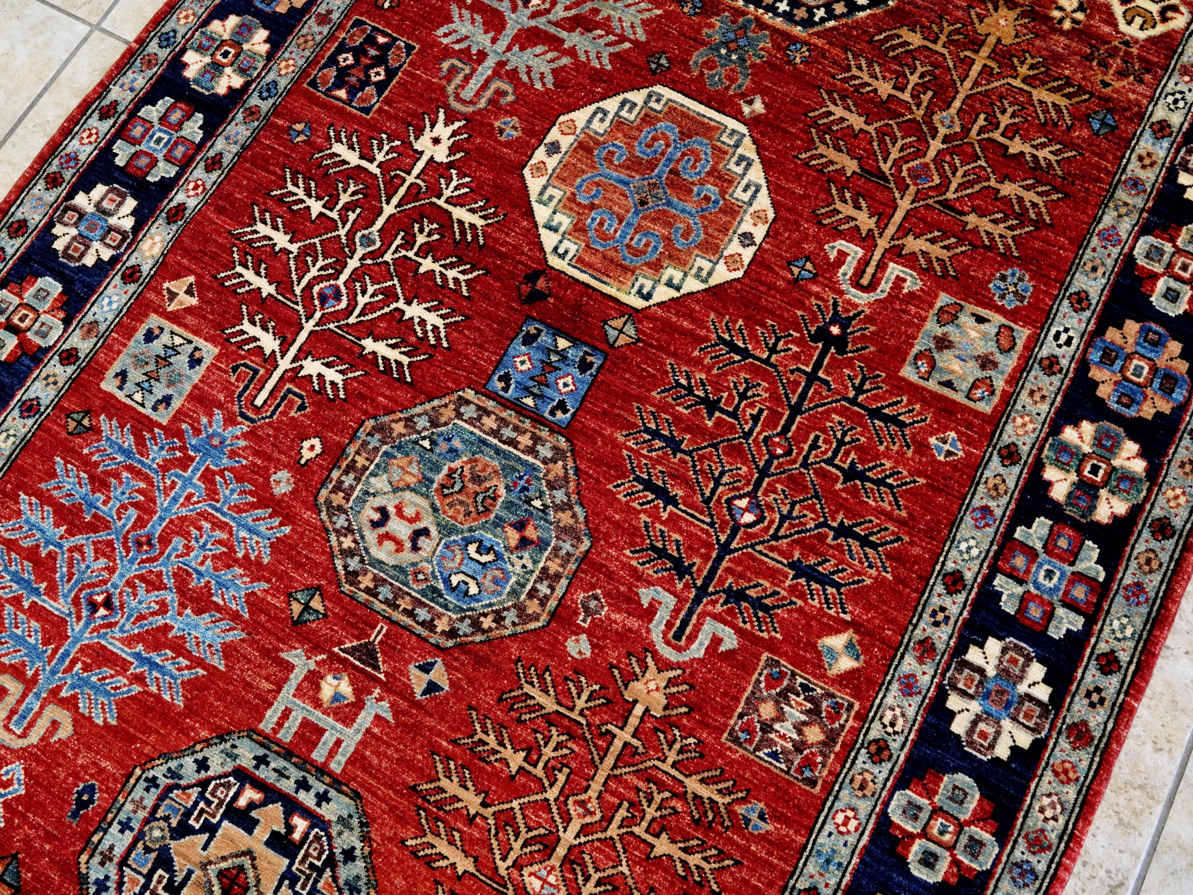 4x6 Ft Afghan Hand Knotted Rug - Red Oriental Rug