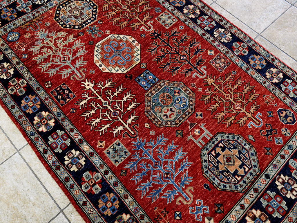 4x6 Ft Afghan Hand Knotted Rug - Red Oriental Rug