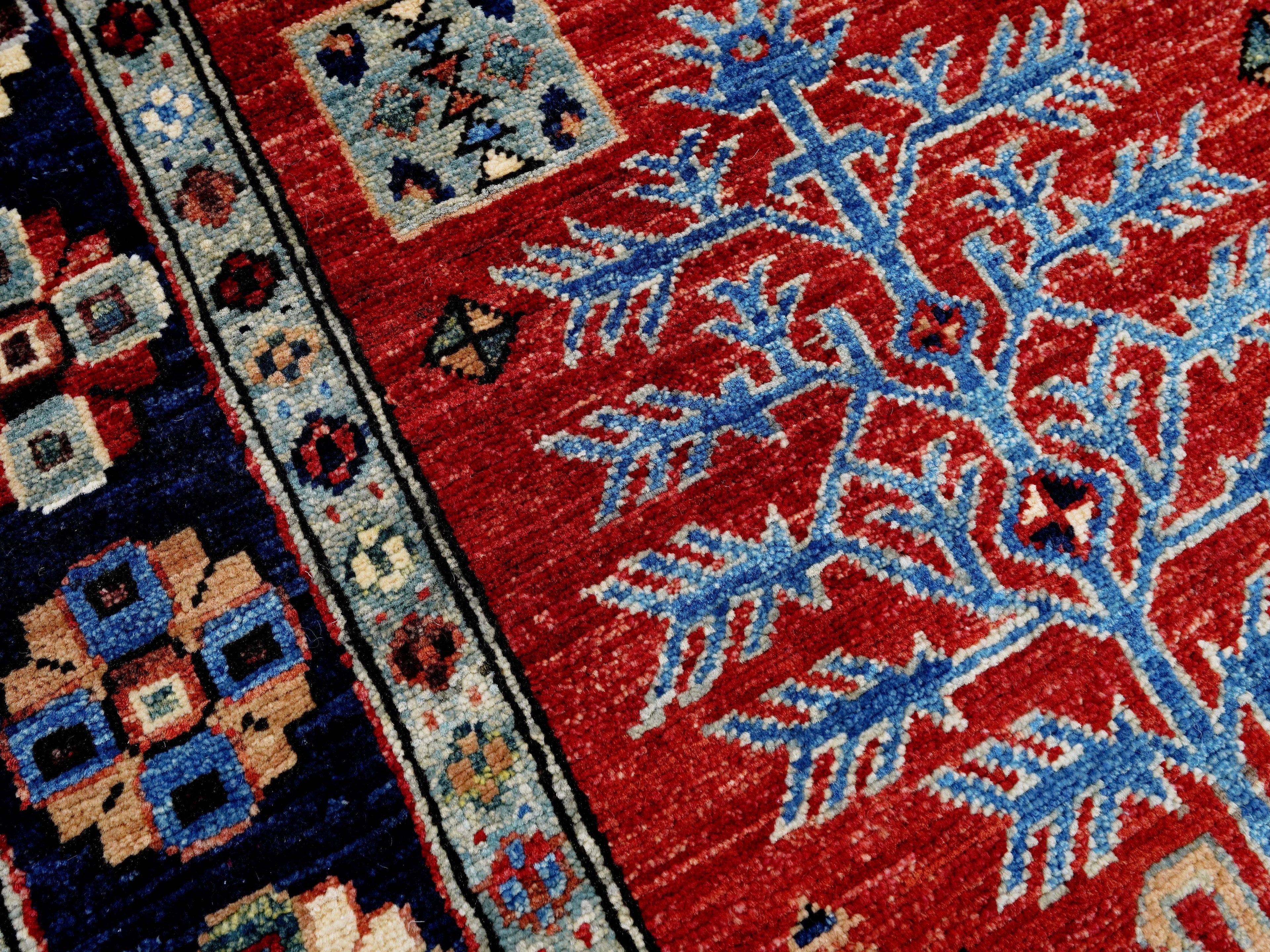 4x6 Ft Afghan Hand Knotted Rug - Red Oriental Rug