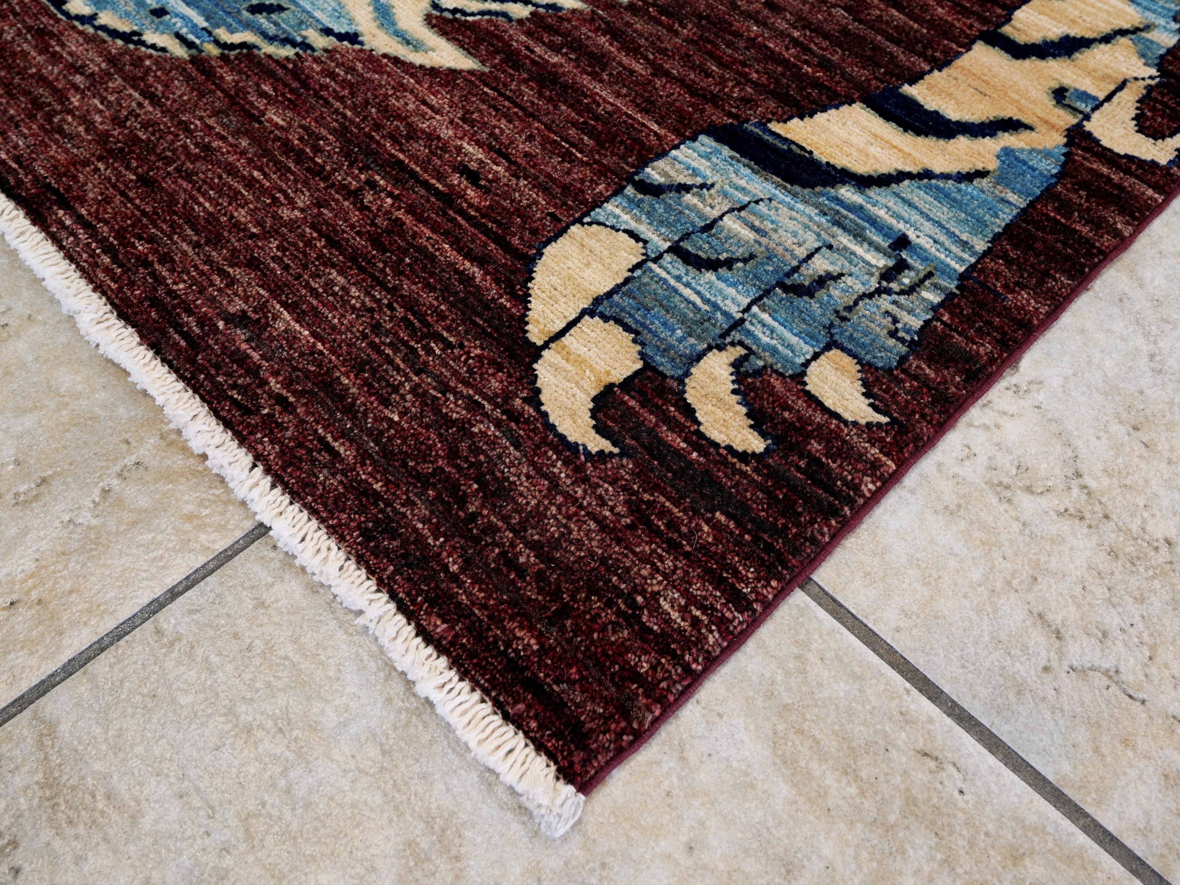 4x6 Ft Beige Tiger Rug - Handmade Afghan Rug
