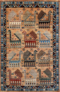 4x6 Ft Orange Animal Rug - Handmade Afghan Wool Rug