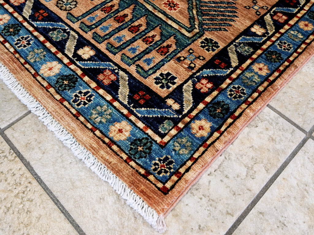 4x6 Ft Orange Animal Rug - Handmade Afghan Wool Rug