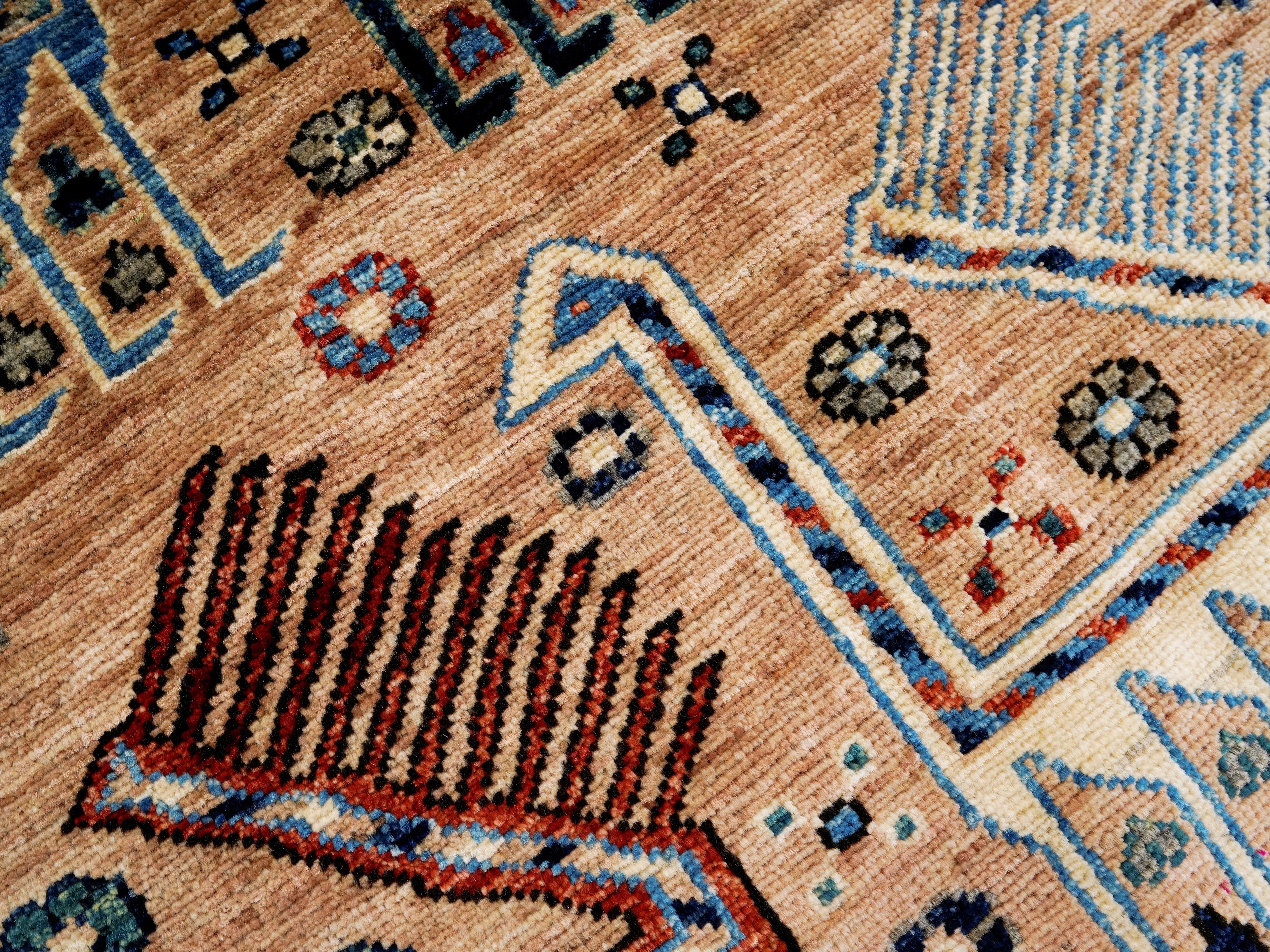 4x6 Ft Orange Animal Rug - Handmade Afghan Wool Rug