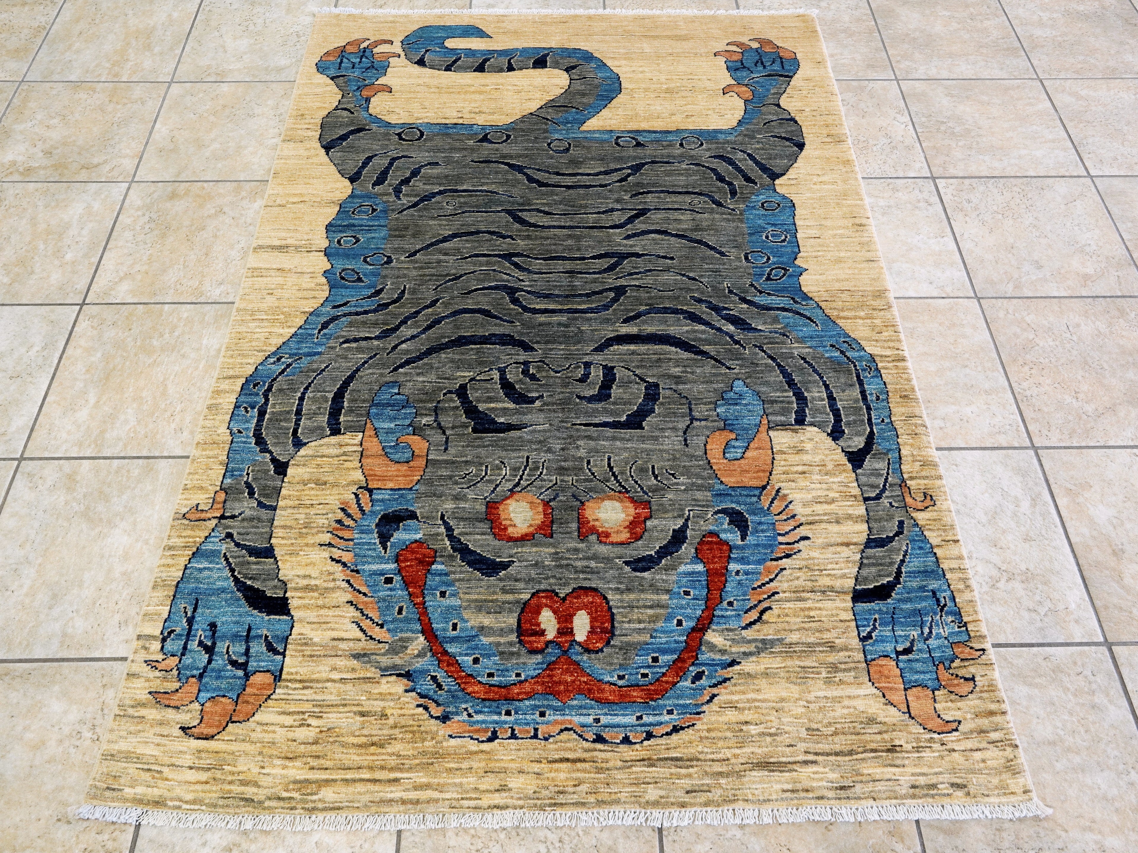 4x6 Ft Tiger Rug - Handmade Afghan Rug