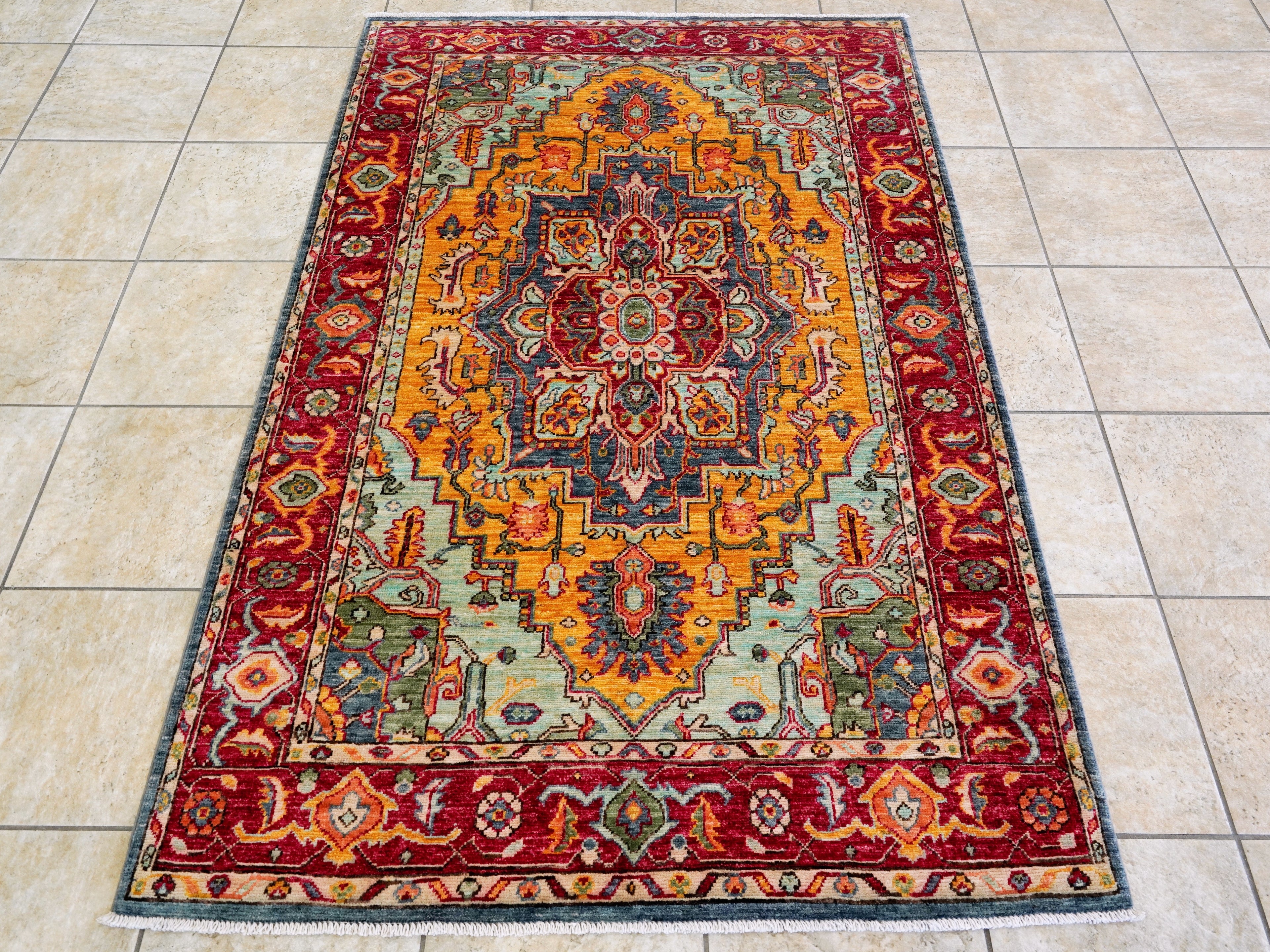 4x6 Ft Afghan Hand Knotted Rug - Multicolor Oriental Rug