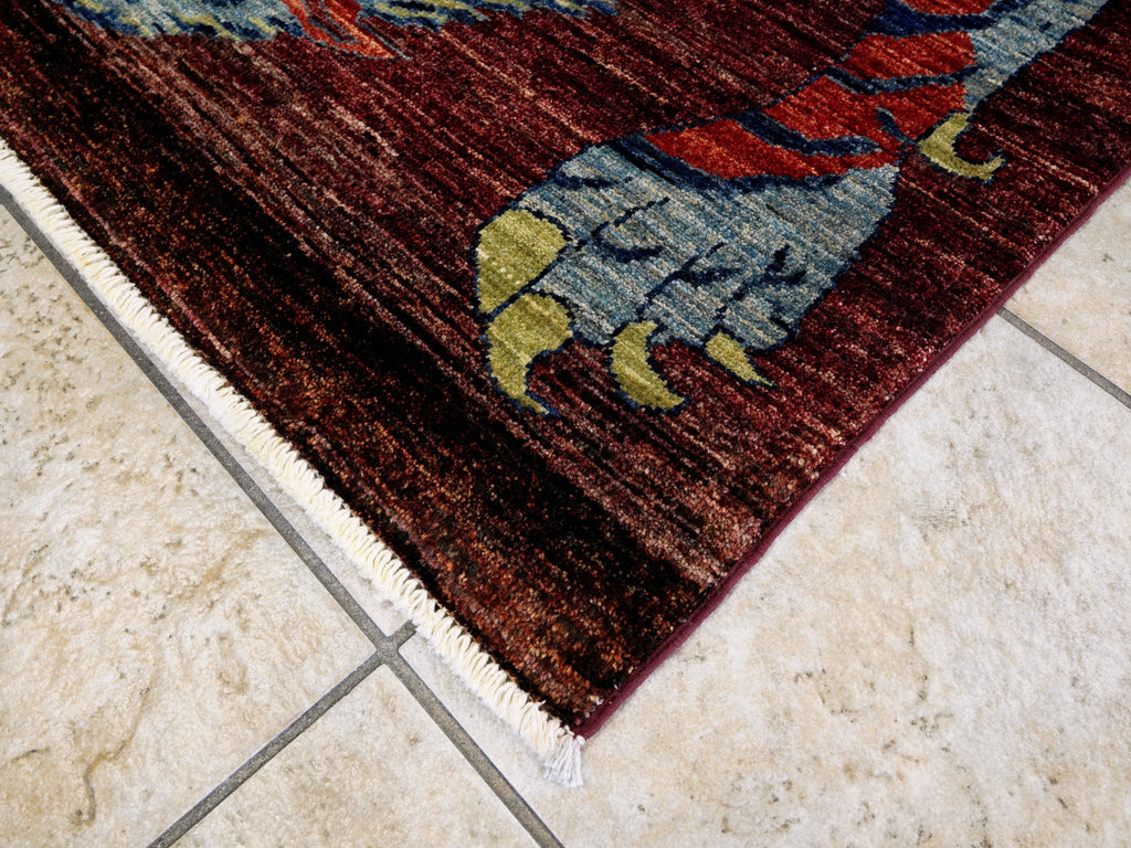 4x6 Ft Red Tiger Rug - Handmade Afghan Rug