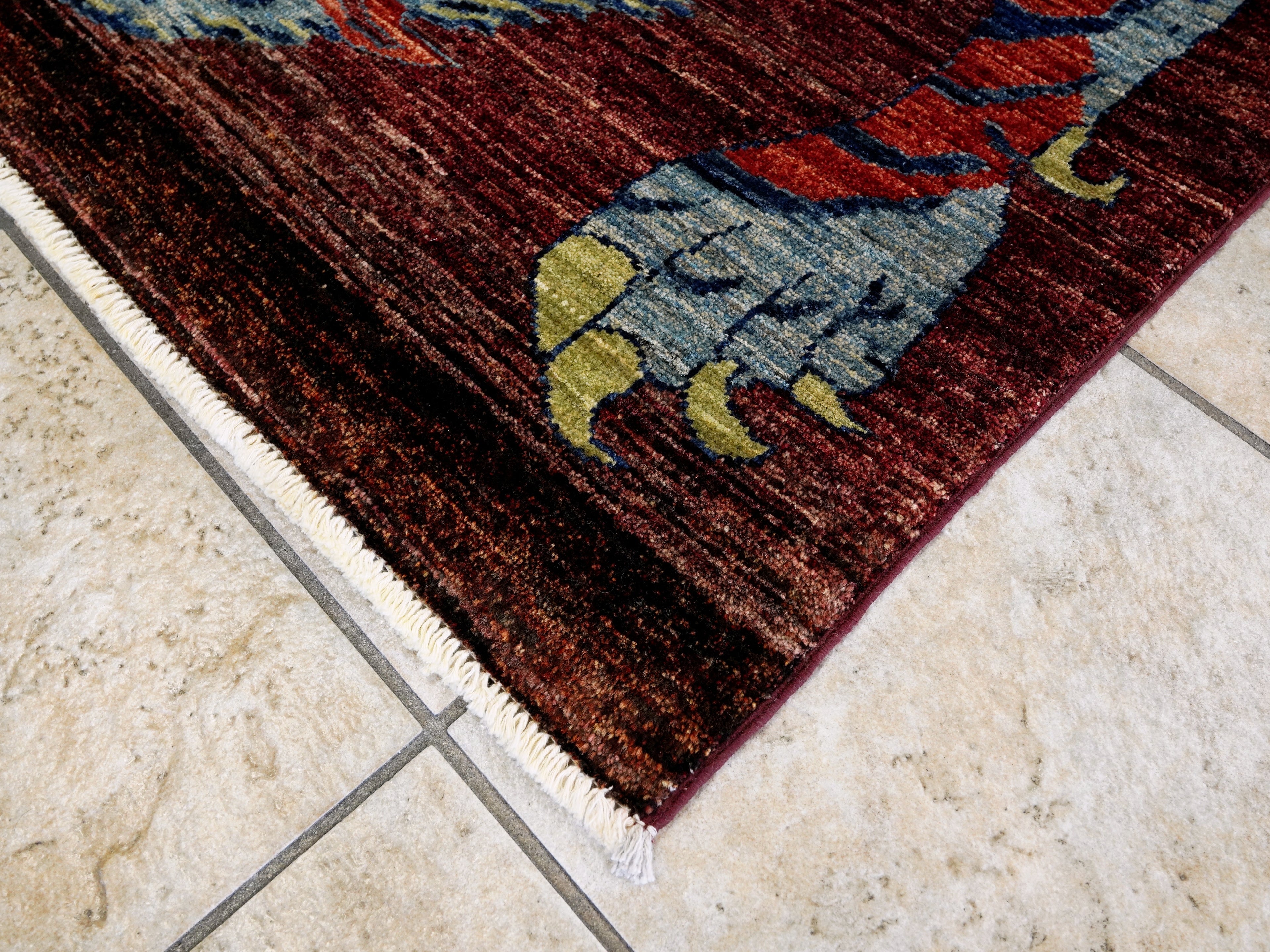 4x6 Ft Red Tiger Rug - Handmade Afghan Rug