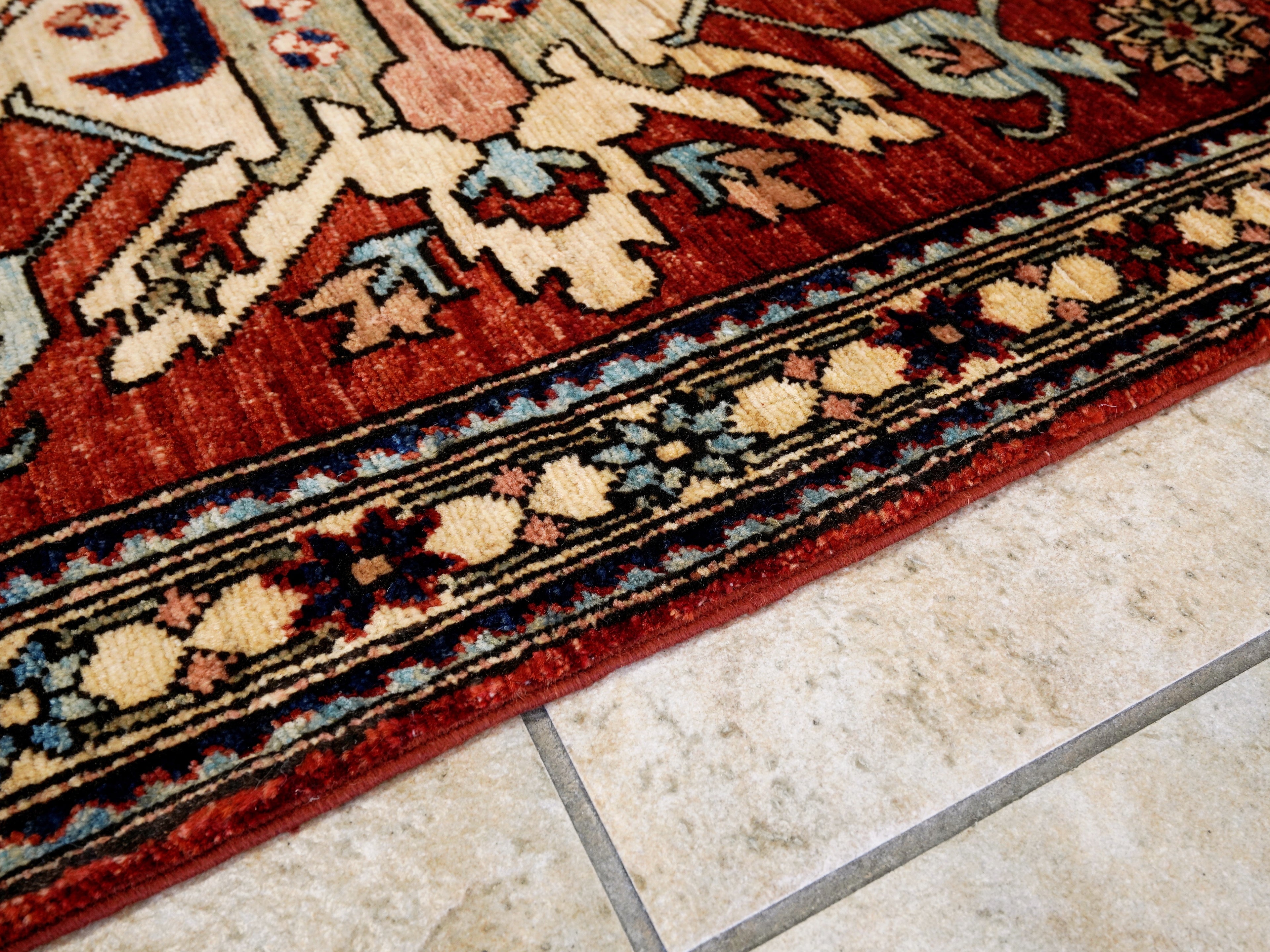 4x6 Ft Afghan Hand Knotted Rug - Red Floral Rug