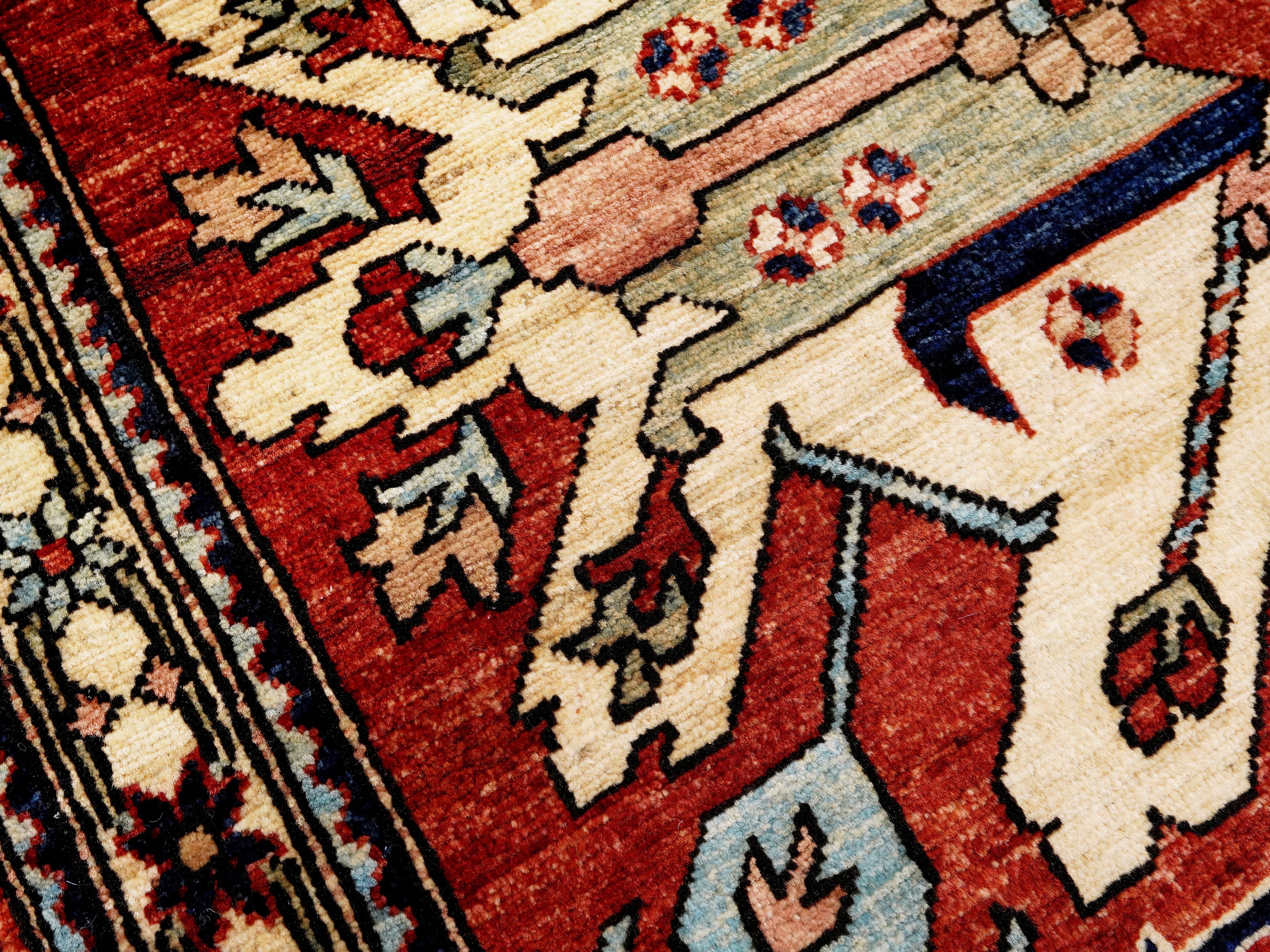 4x6 Ft Afghan Hand Knotted Rug - Red Floral Rug