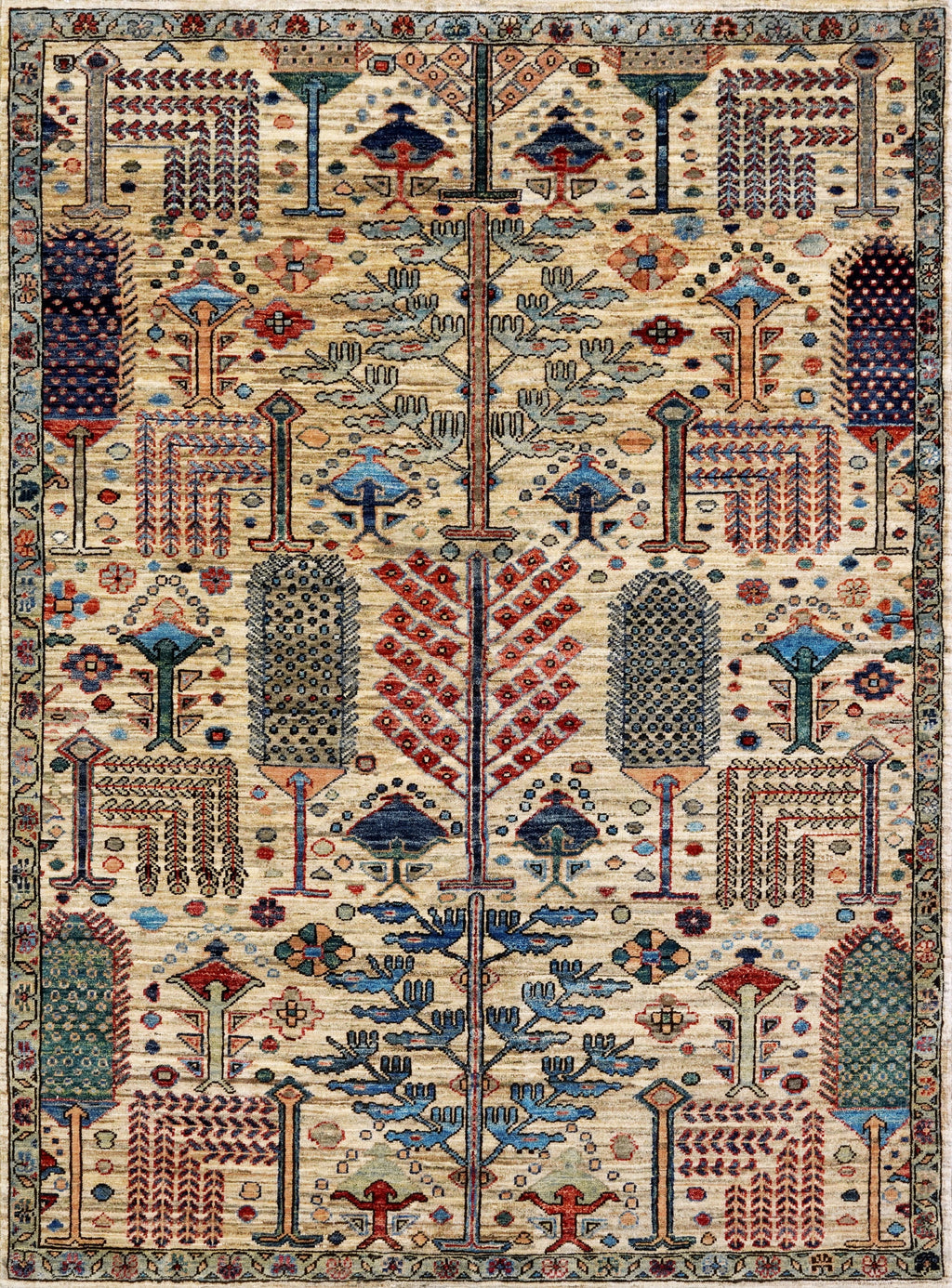 4x6 Ft Afghan Hand Knotted Rug - Begie Floral Rug