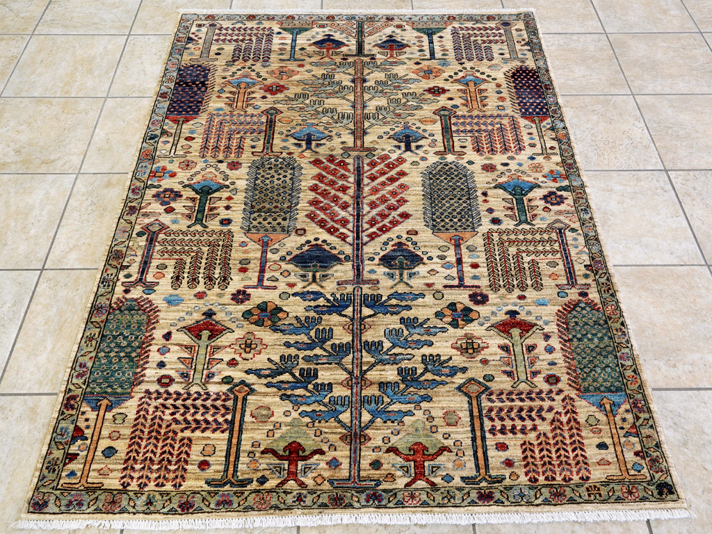 4x6 Ft Afghan Hand Knotted Rug - Begie Floral Rug