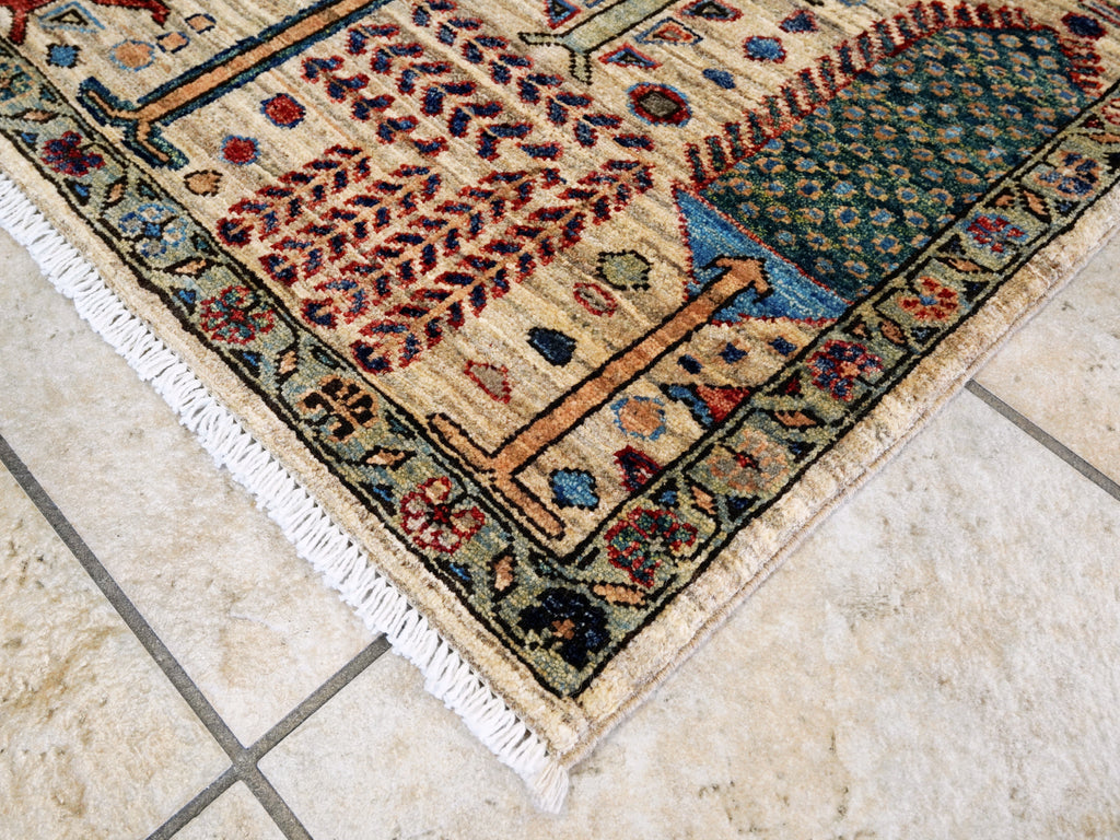 4x6 Ft Afghan Hand Knotted Rug - Begie Floral Rug