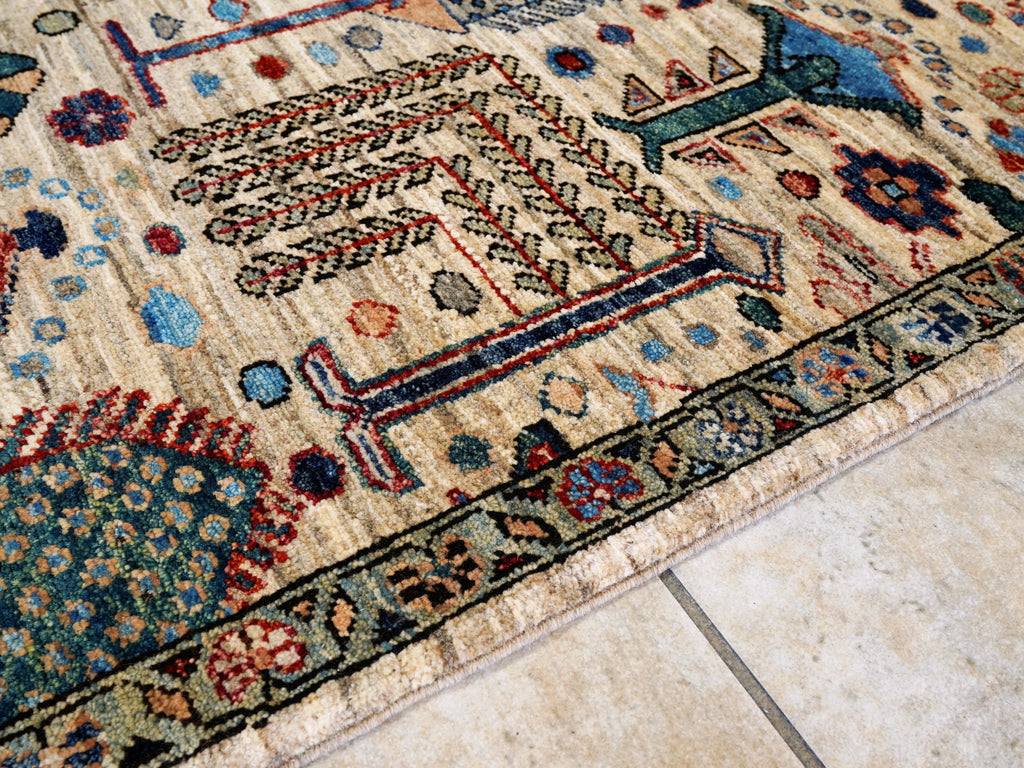 4x6 Ft Afghan Hand Knotted Rug - Begie Floral Rug