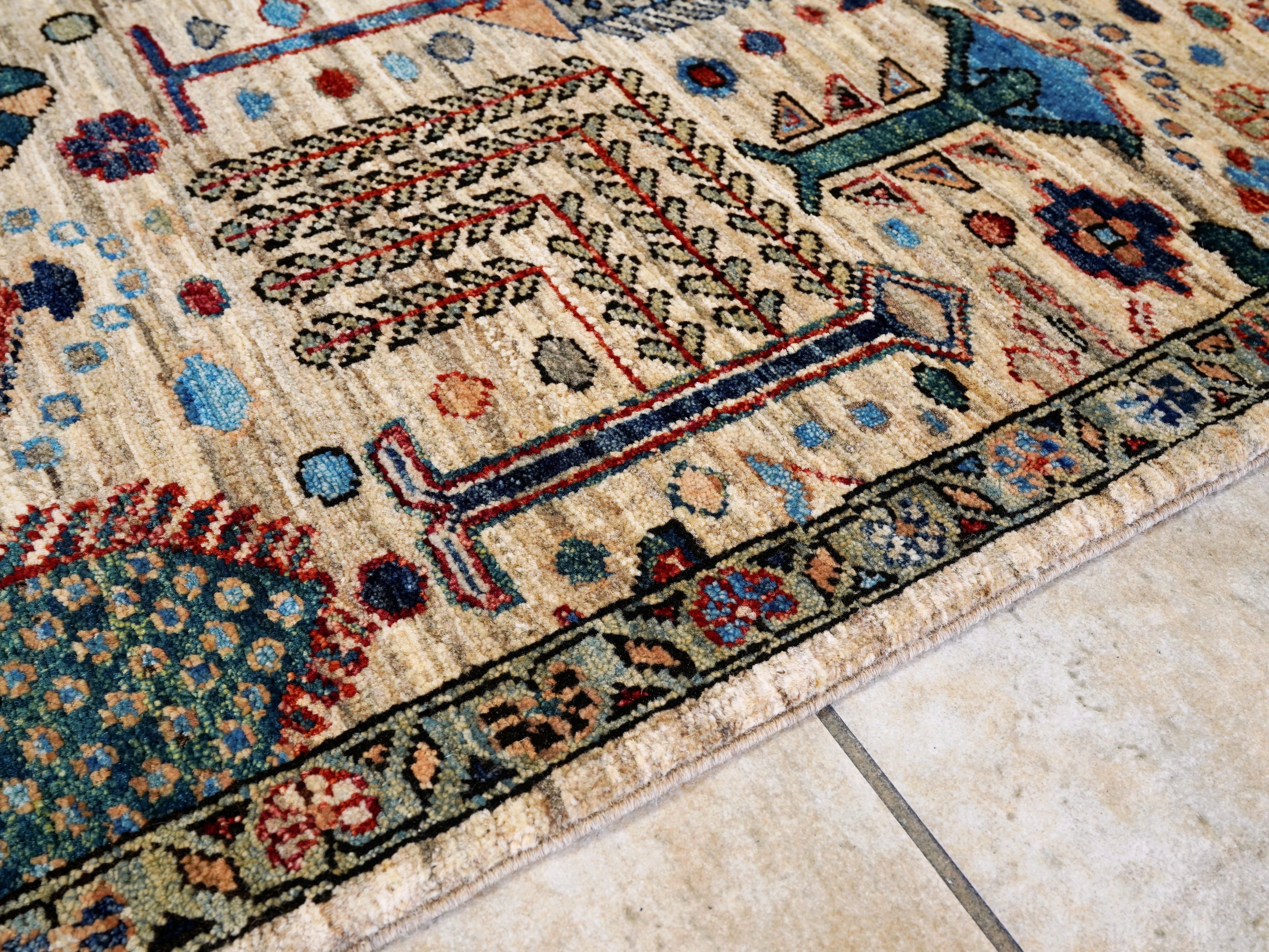 4x6 Ft Afghan Hand Knotted Rug - Begie Floral Rug