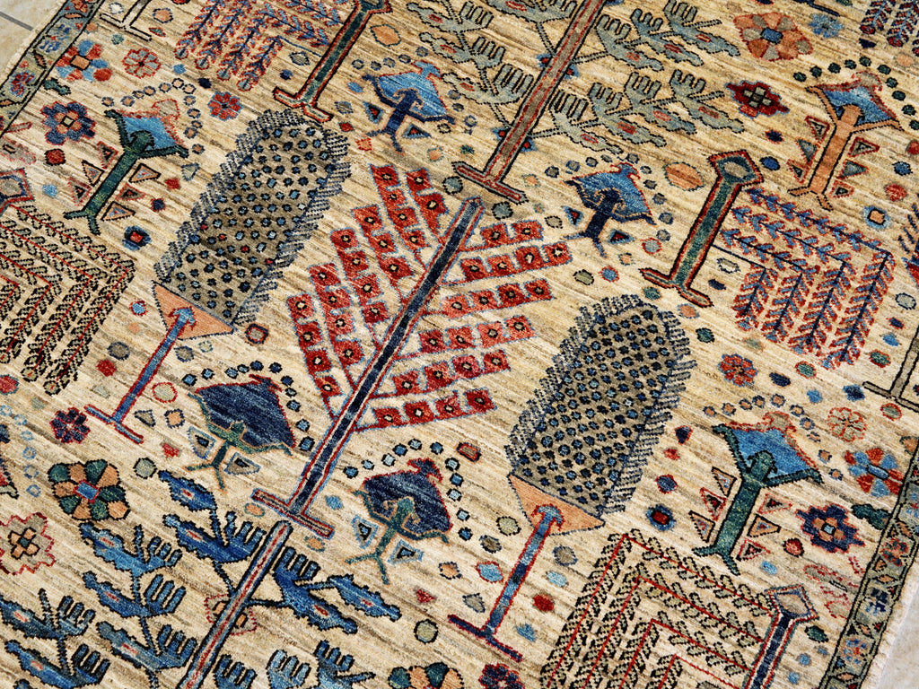 4x6 Ft Afghan Hand Knotted Rug - Begie Floral Rug