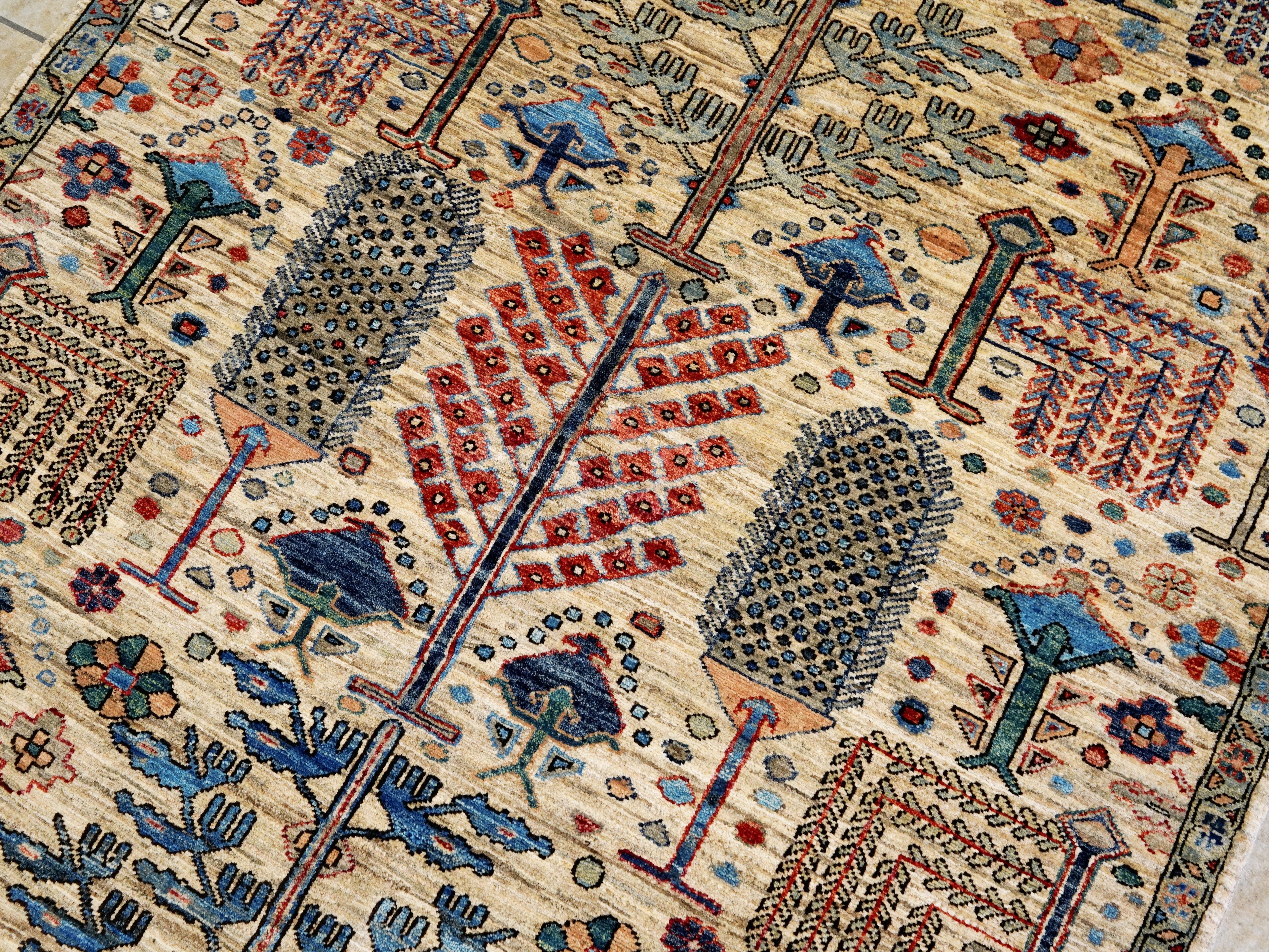 4x6 Ft Afghan Hand Knotted Rug - Begie Floral Rug