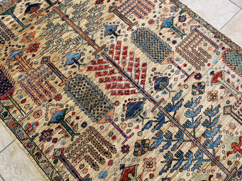 4x6 Ft Afghan Hand Knotted Rug - Begie Floral Rug