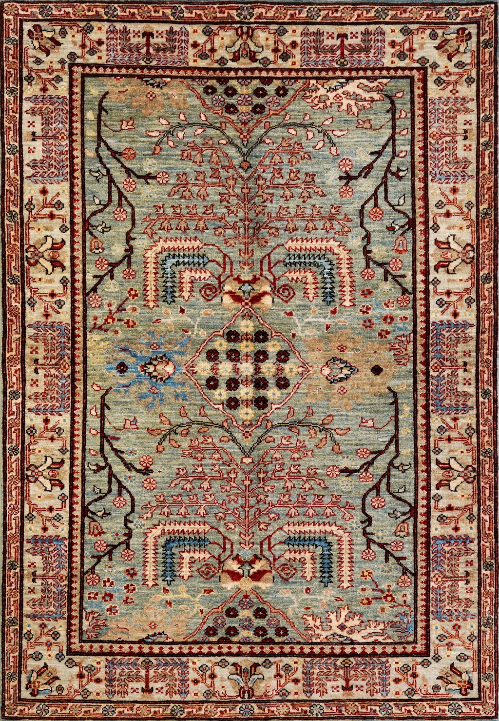4x6 Ft Afghan Hand Knotted Rug - Green Floral Rug