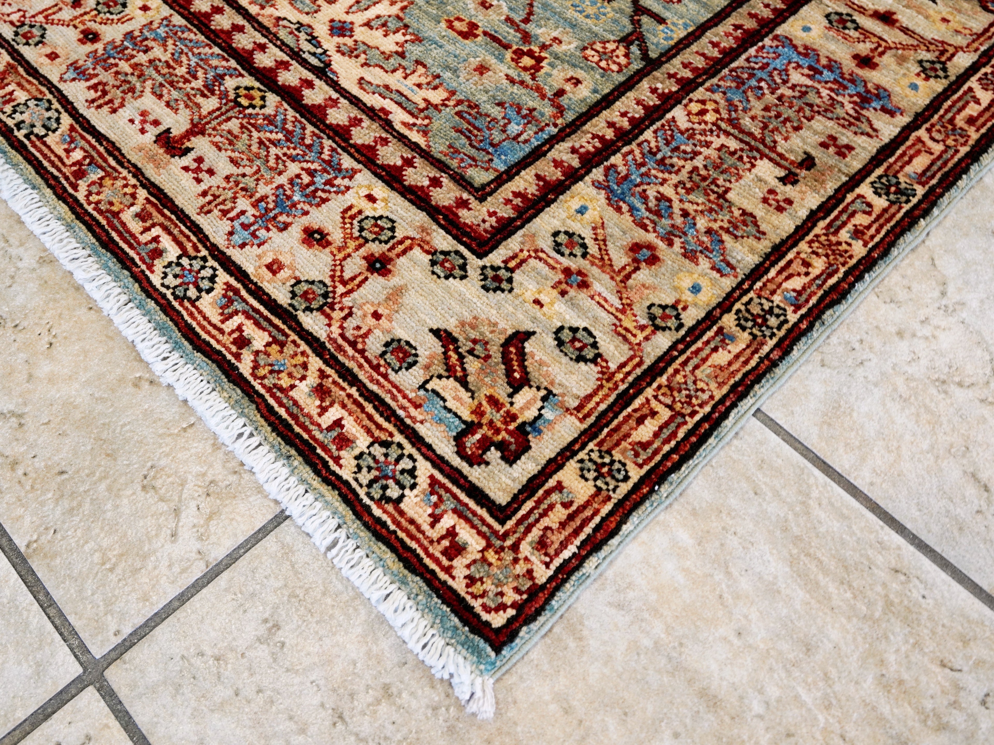 4x6 Ft Afghan Hand Knotted Rug - Green Floral Rug