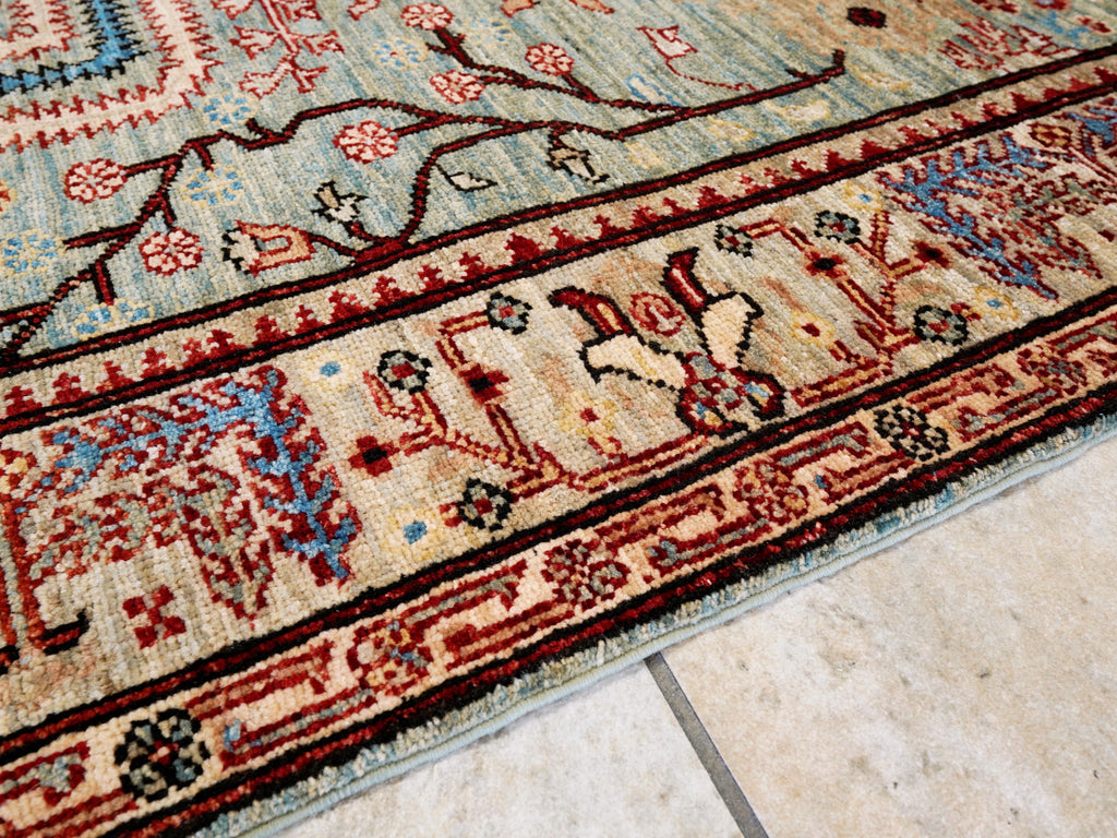 4x6 Ft Afghan Hand Knotted Rug - Green Floral Rug