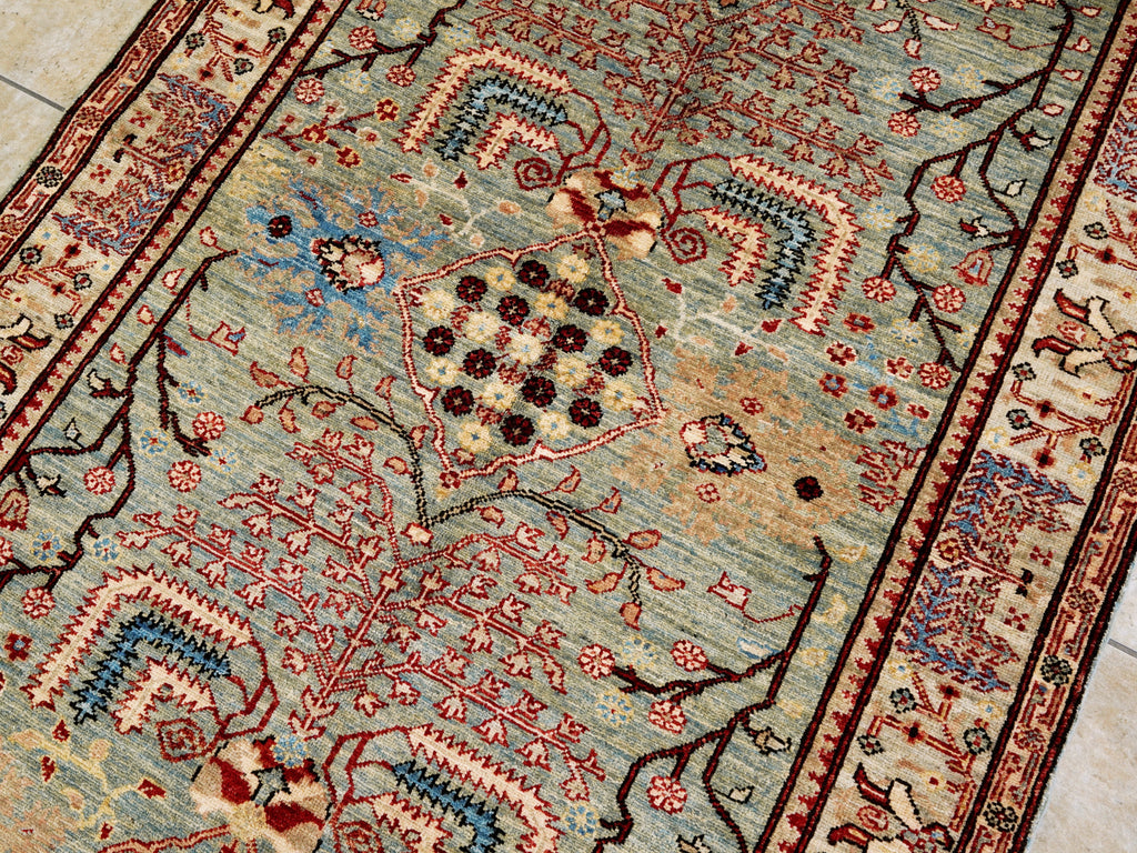 4x6 Ft Afghan Hand Knotted Rug - Green Floral Rug