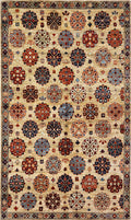 4x7 Ft Afghan Hand Knotted Rug - Beige Floral Rug
