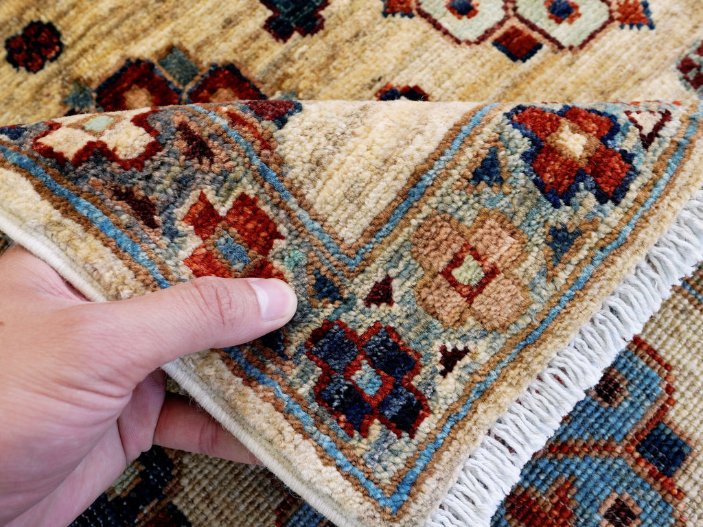 4x7 Ft Afghan Hand Knotted Rug - Beige Floral Rug