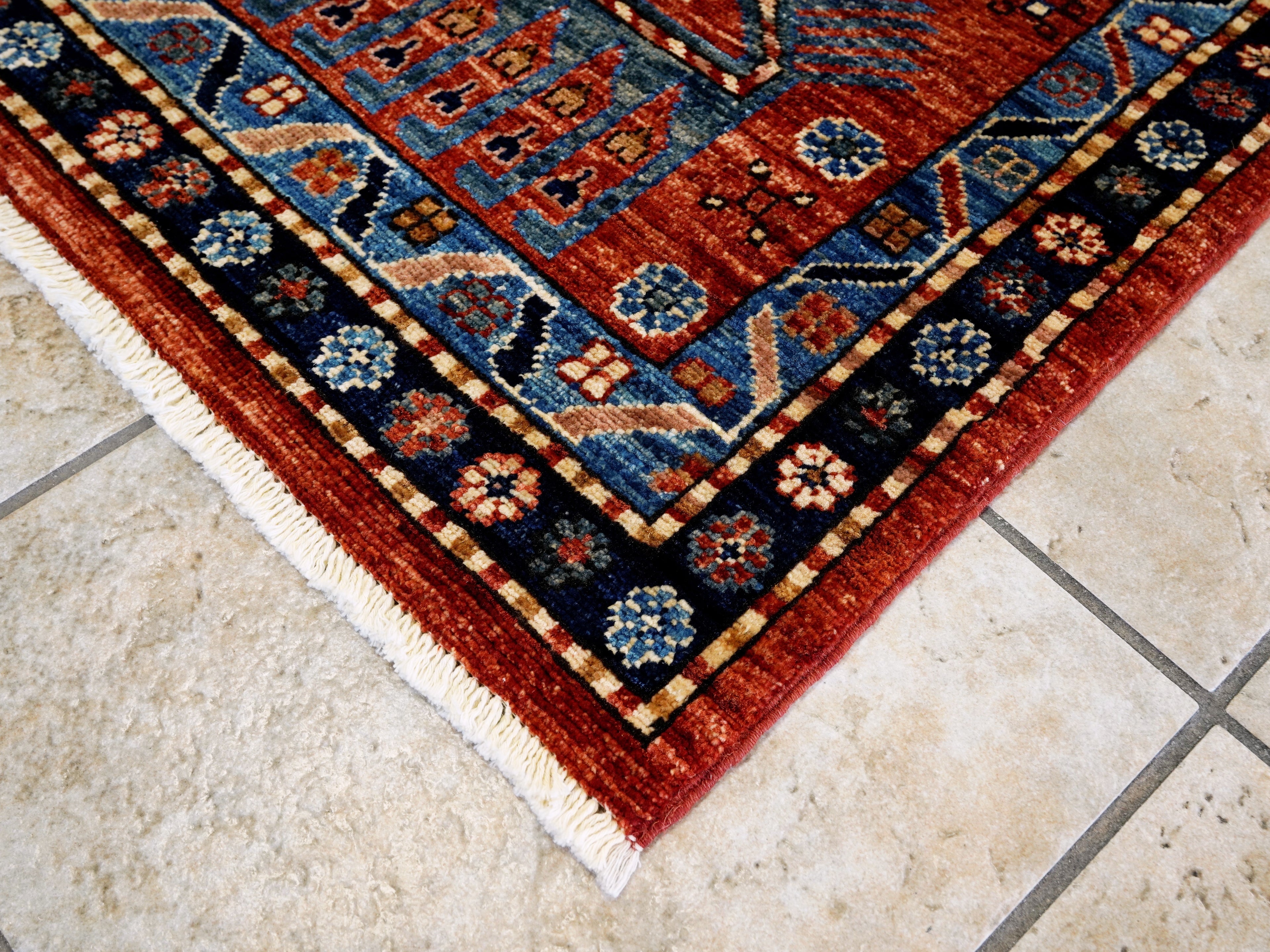 4x6 Ft Red Animal Rug - Handmade Afghan Wool Rug