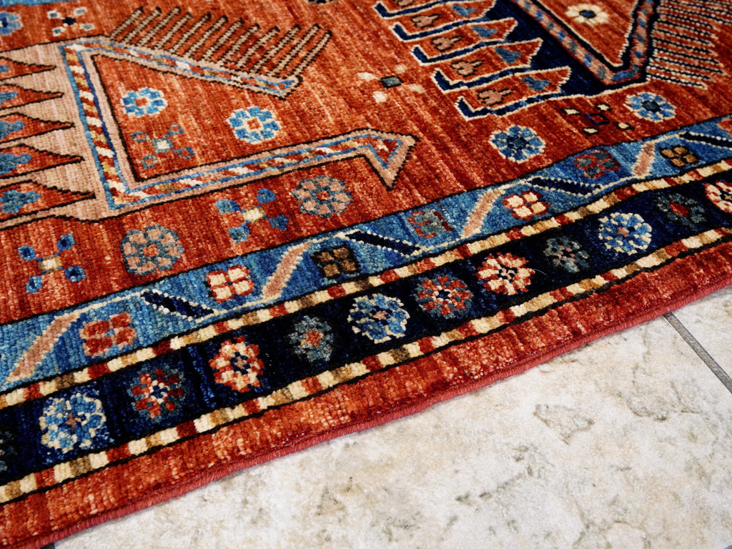 4x6 Ft Red Animal Rug - Handmade Afghan Wool Rug