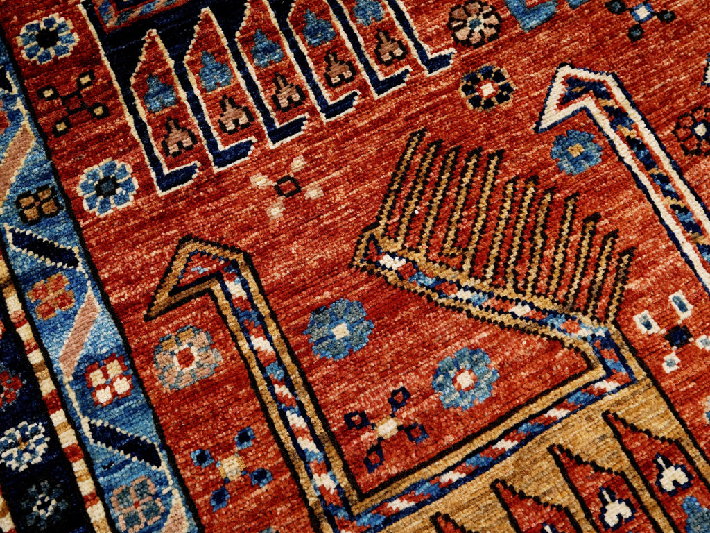 4x6 Ft Red Animal Rug - Handmade Afghan Wool Rug