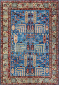 4x6 Ft Afghan Hand Knotted Rug - Blue Floral Rug