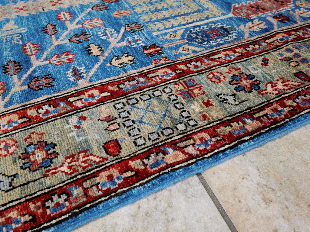 4x6 Ft Afghan Hand Knotted Rug - Blue Floral Rug