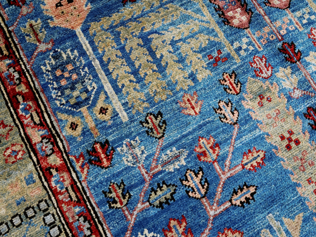 4x6 Ft Afghan Hand Knotted Rug - Blue Floral Rug