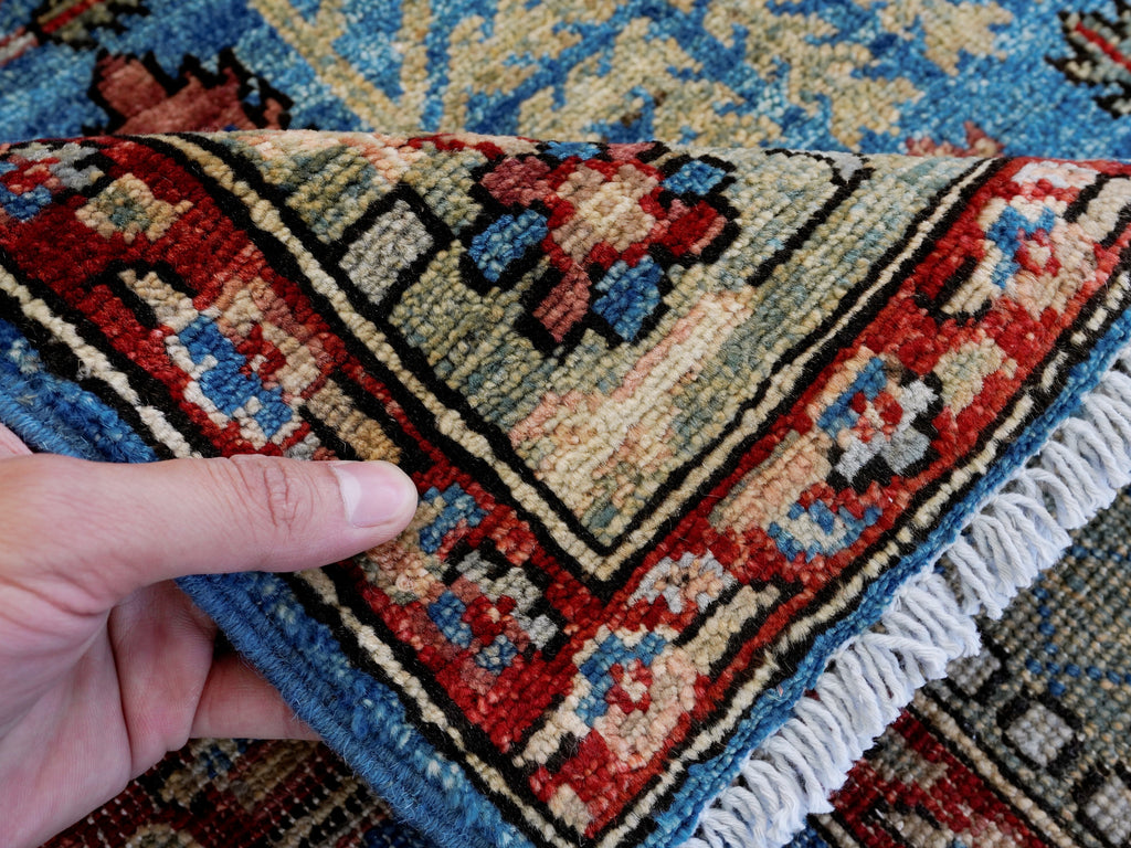 4x6 Ft Afghan Hand Knotted Rug - Blue Floral Rug